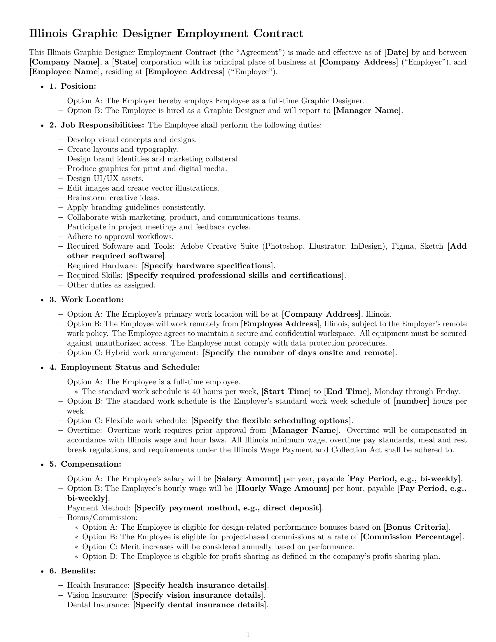 Preview page 1 of Free Illinois graphic designer employment contract template