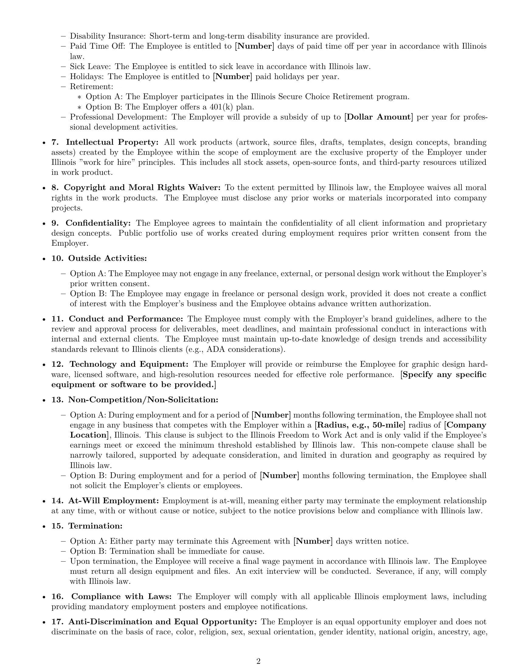 Preview page 2 of Free Illinois graphic designer employment contract template