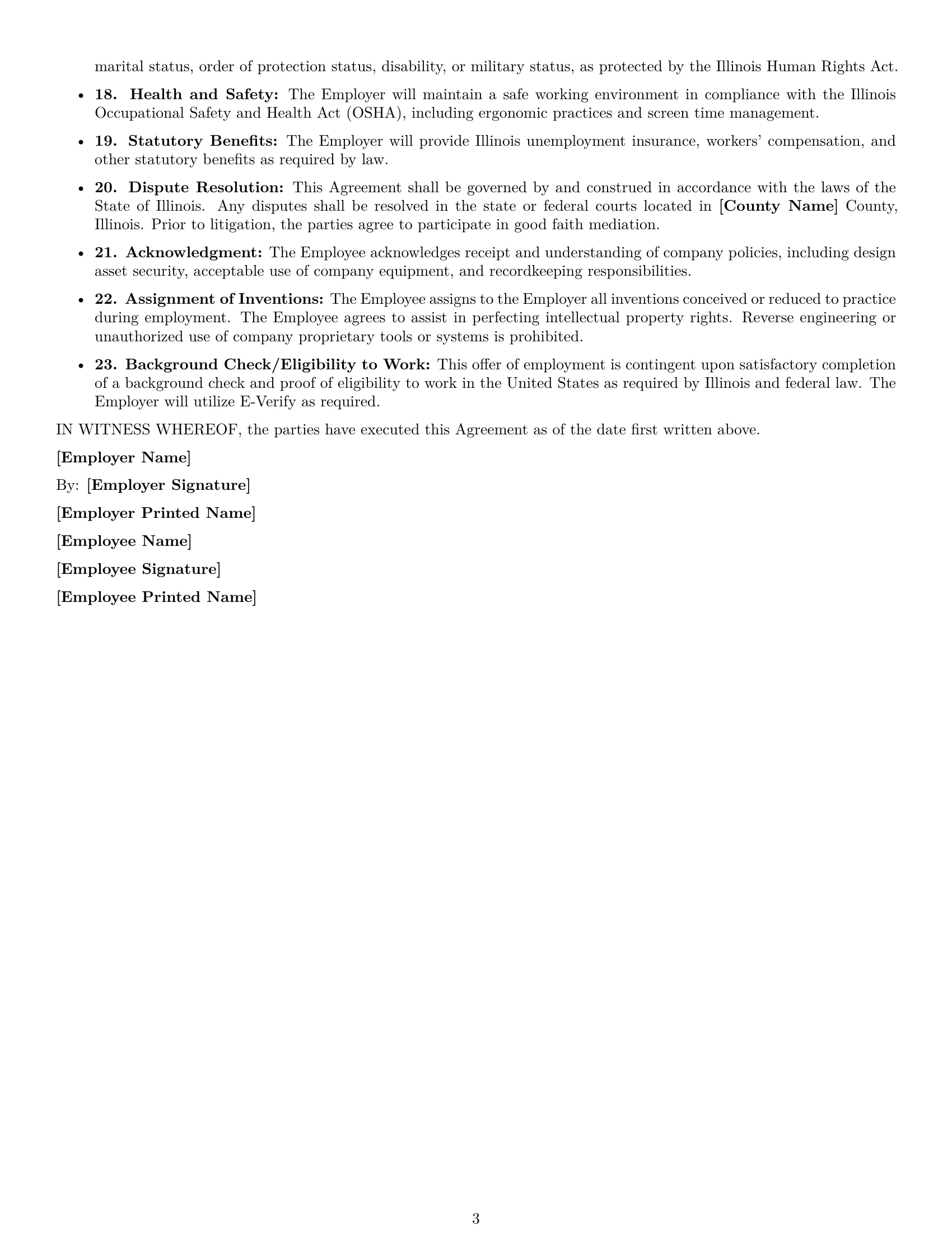 Preview page 3 of Free Illinois graphic designer employment contract template