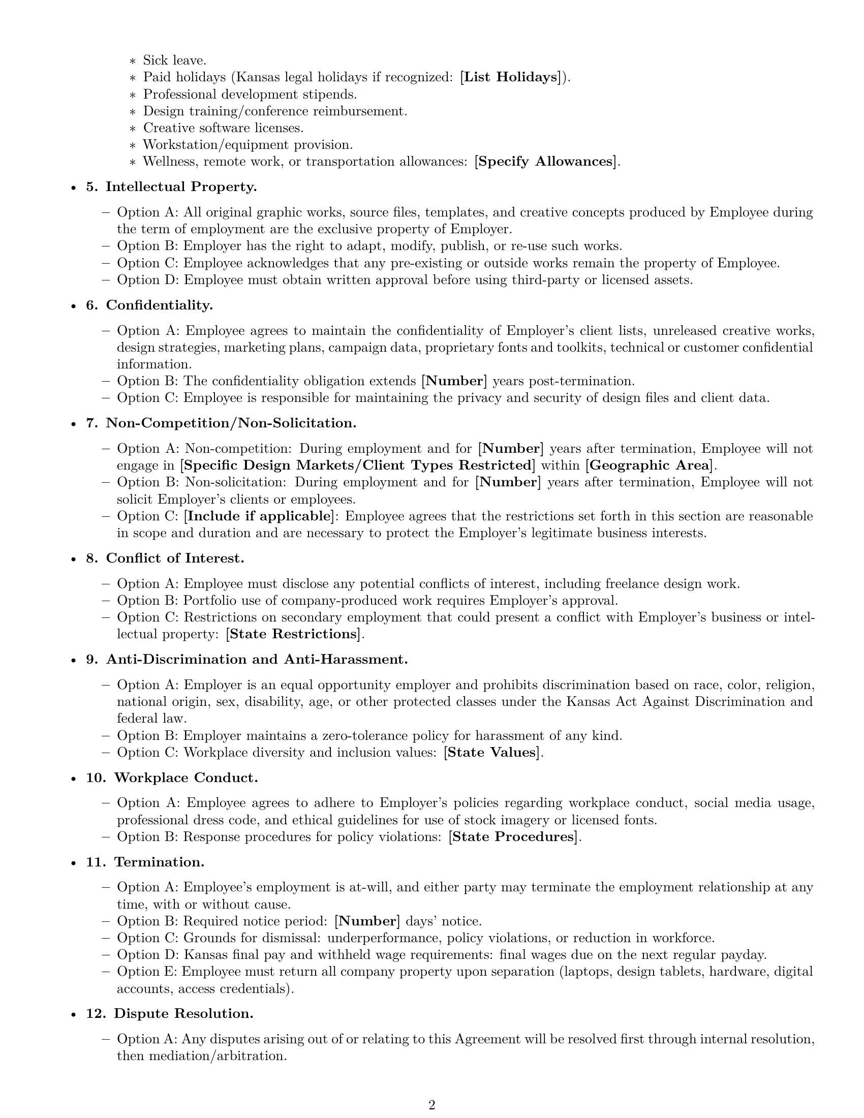 Preview page 2 of Free Kansas graphic designer employment contract template