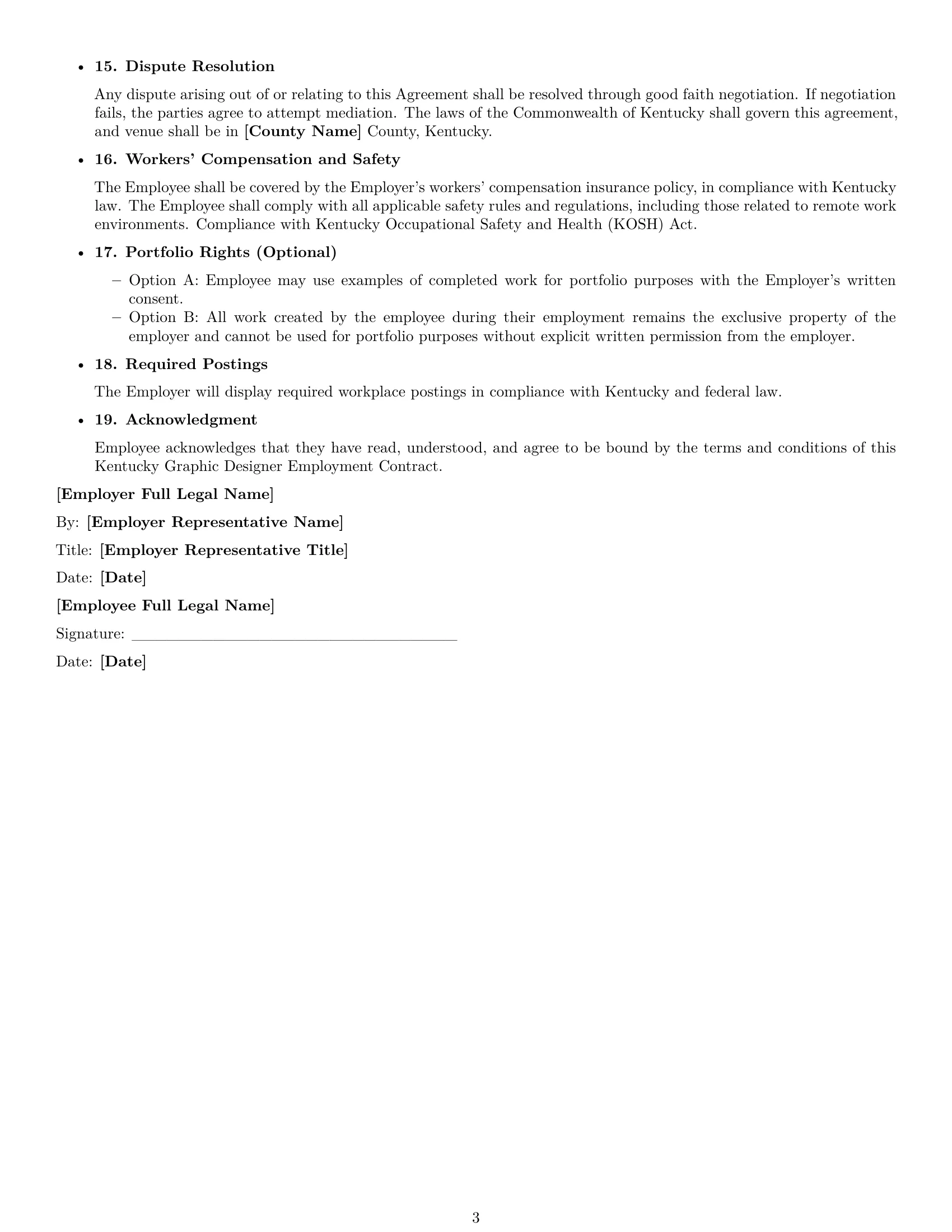 Preview page 3 of Free Kentucky graphic designer employment contract template