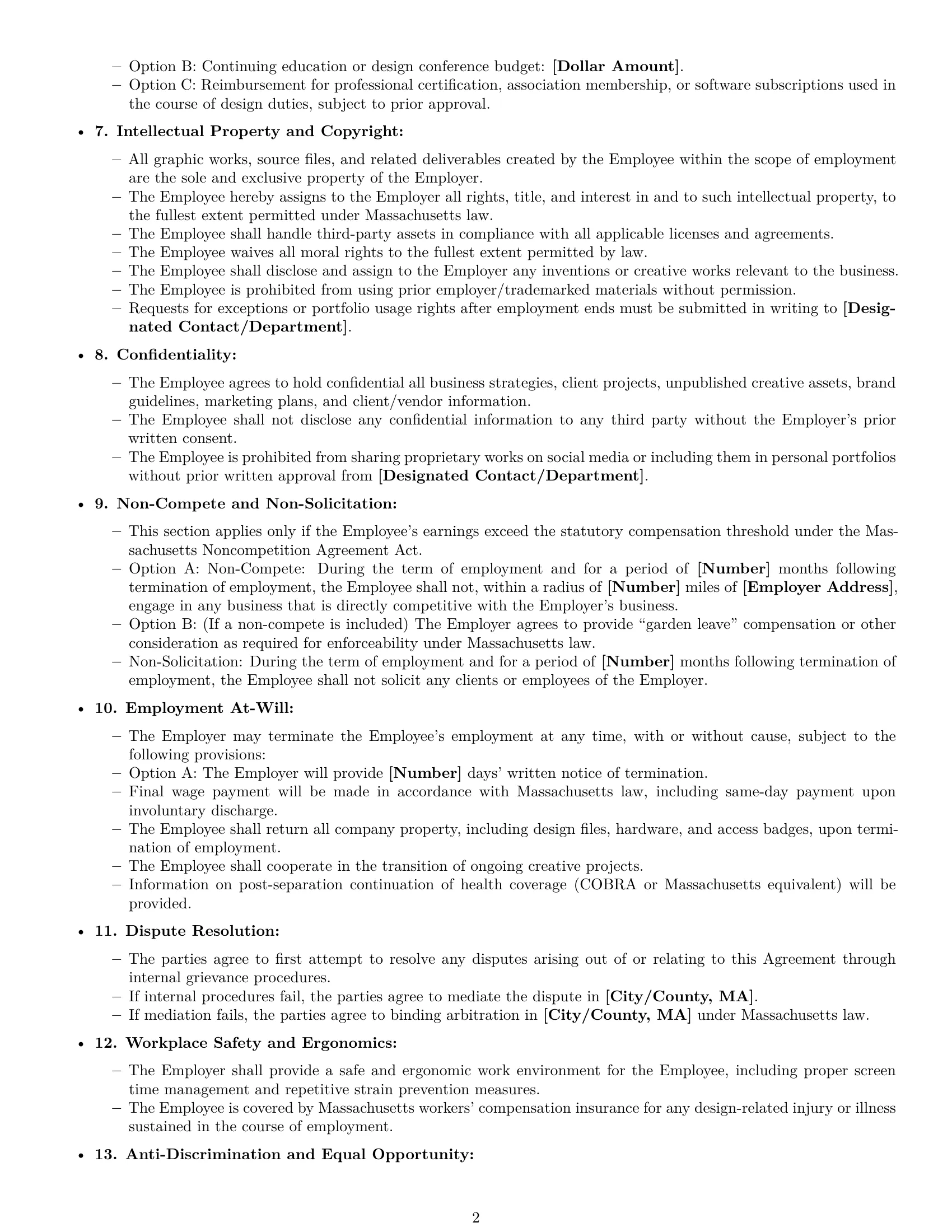 Preview page 2 of Free Massachusetts graphic designer employment contract template