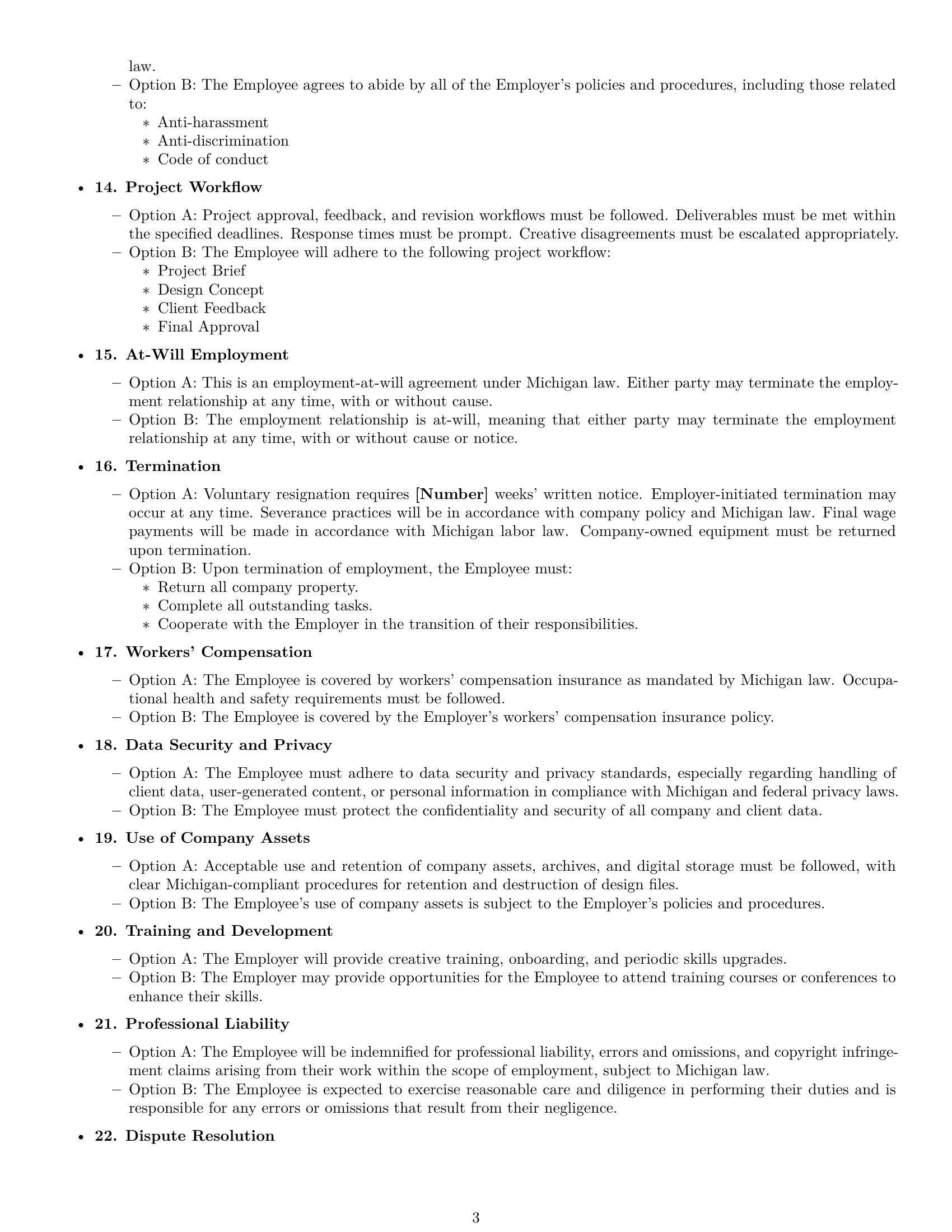 Preview page 3 of Free Michigan graphic designer employment contract template