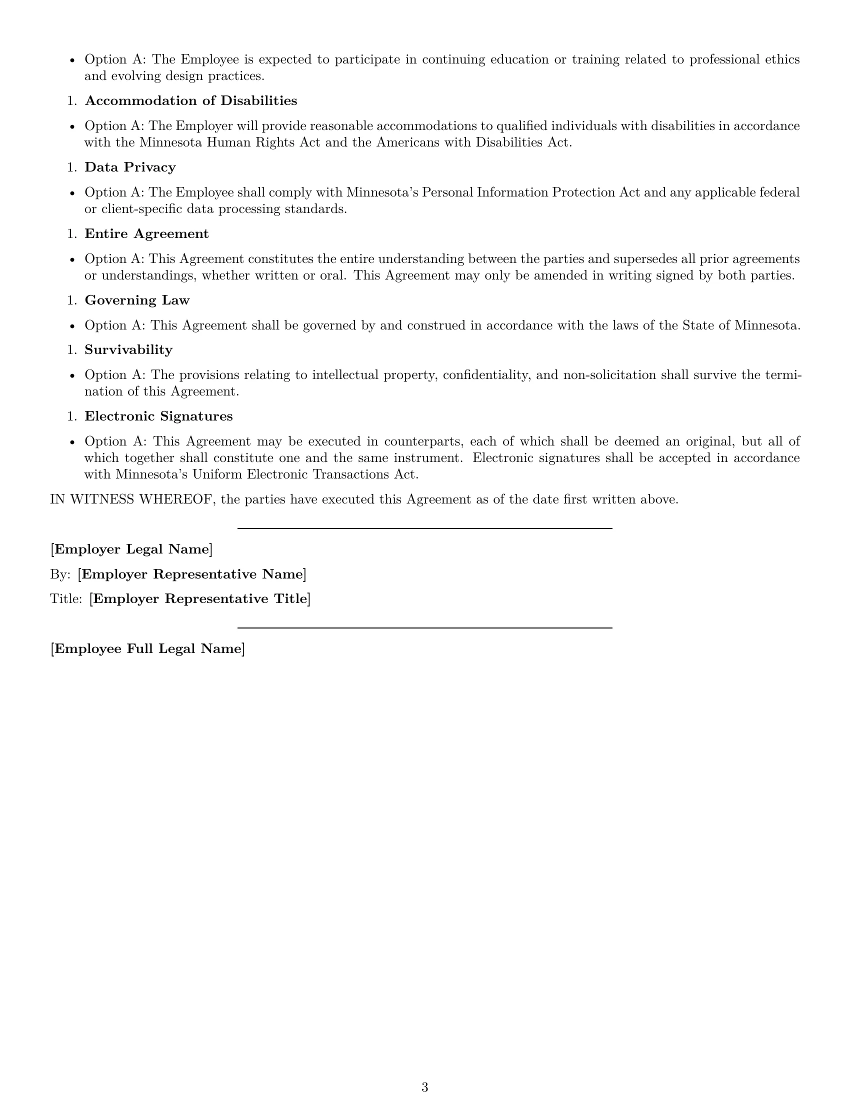 Preview page 3 of Free Minnesota graphic designer employment contract template