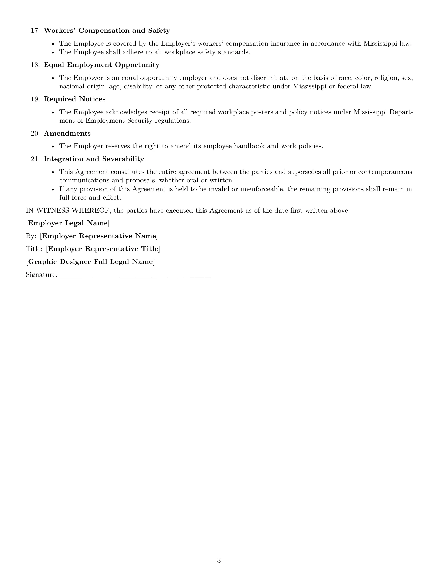 Preview page 3 of Free Mississippi graphic designer employment contract template