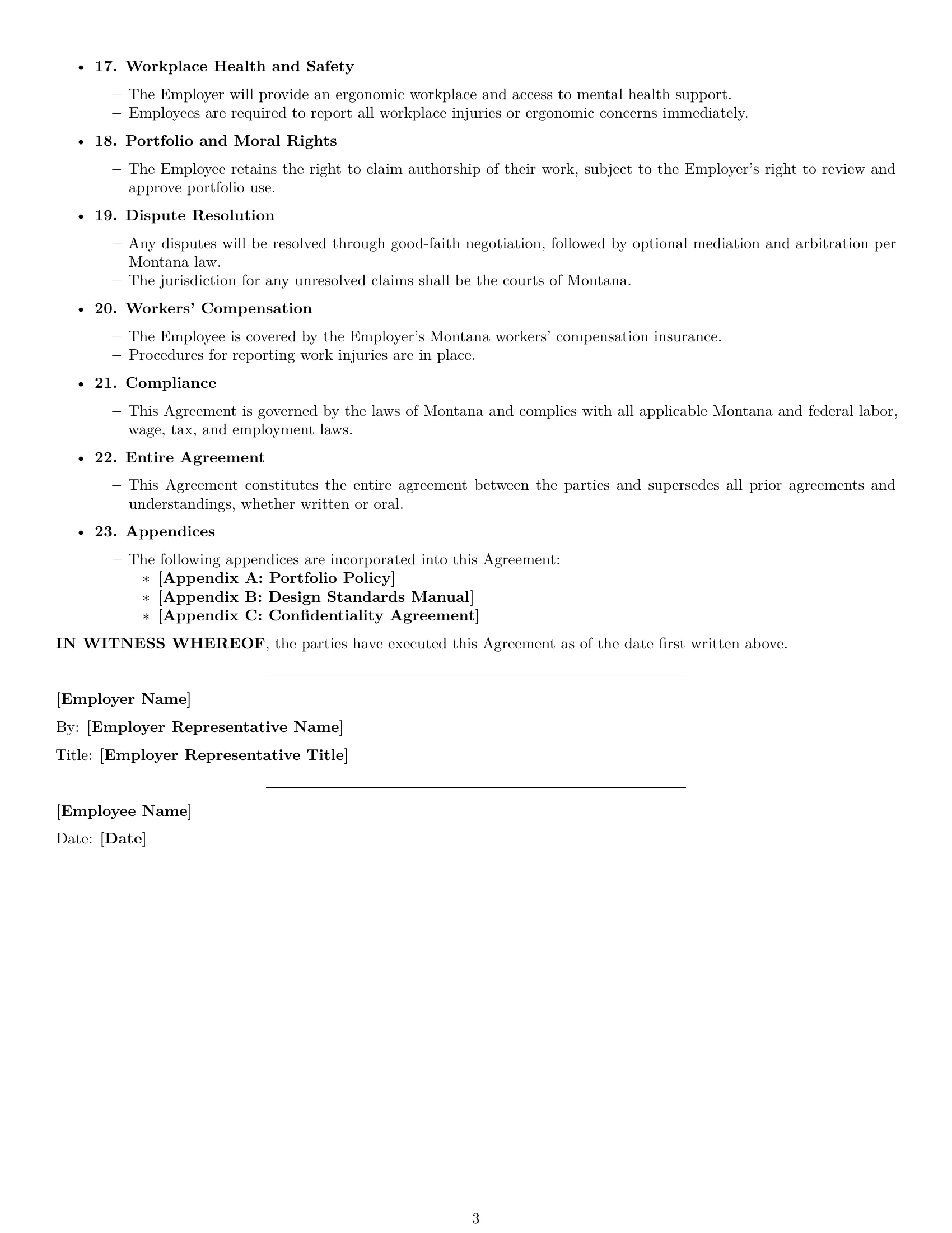 Preview page 3 of Free Montana graphic designer employment contract template