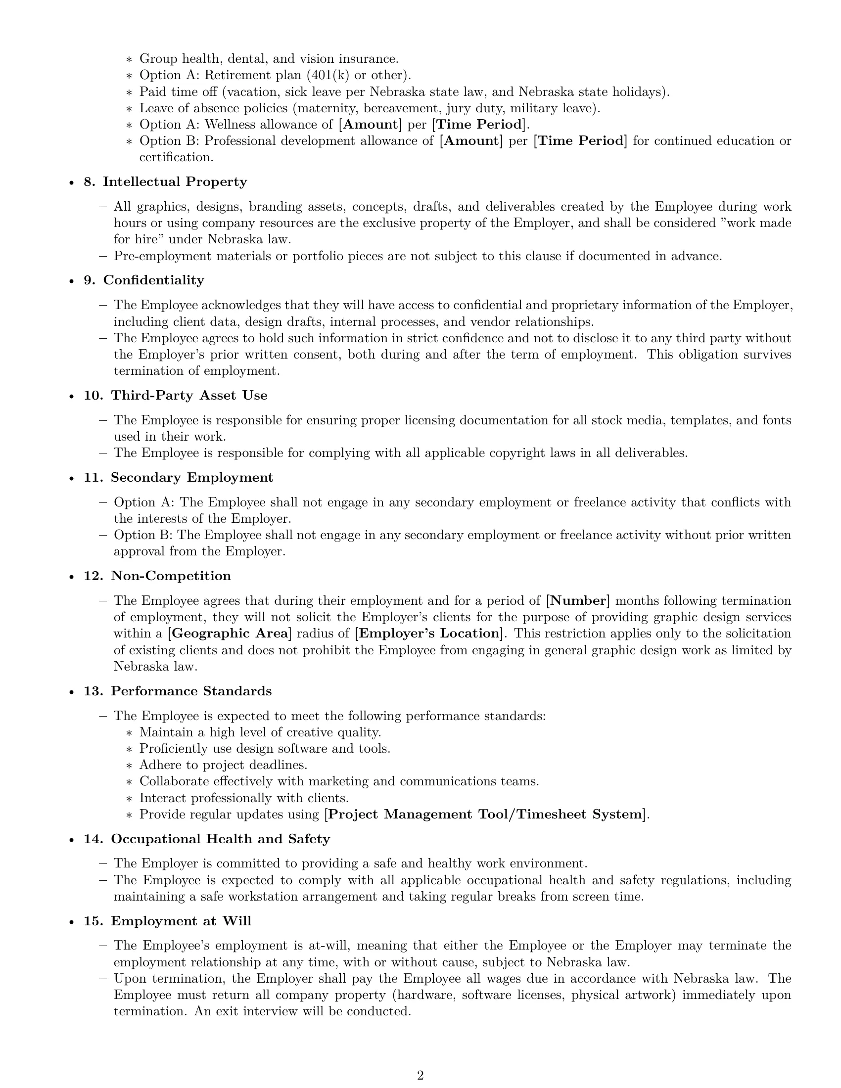 Preview page 2 of Free Nebraska graphic designer employment contract template