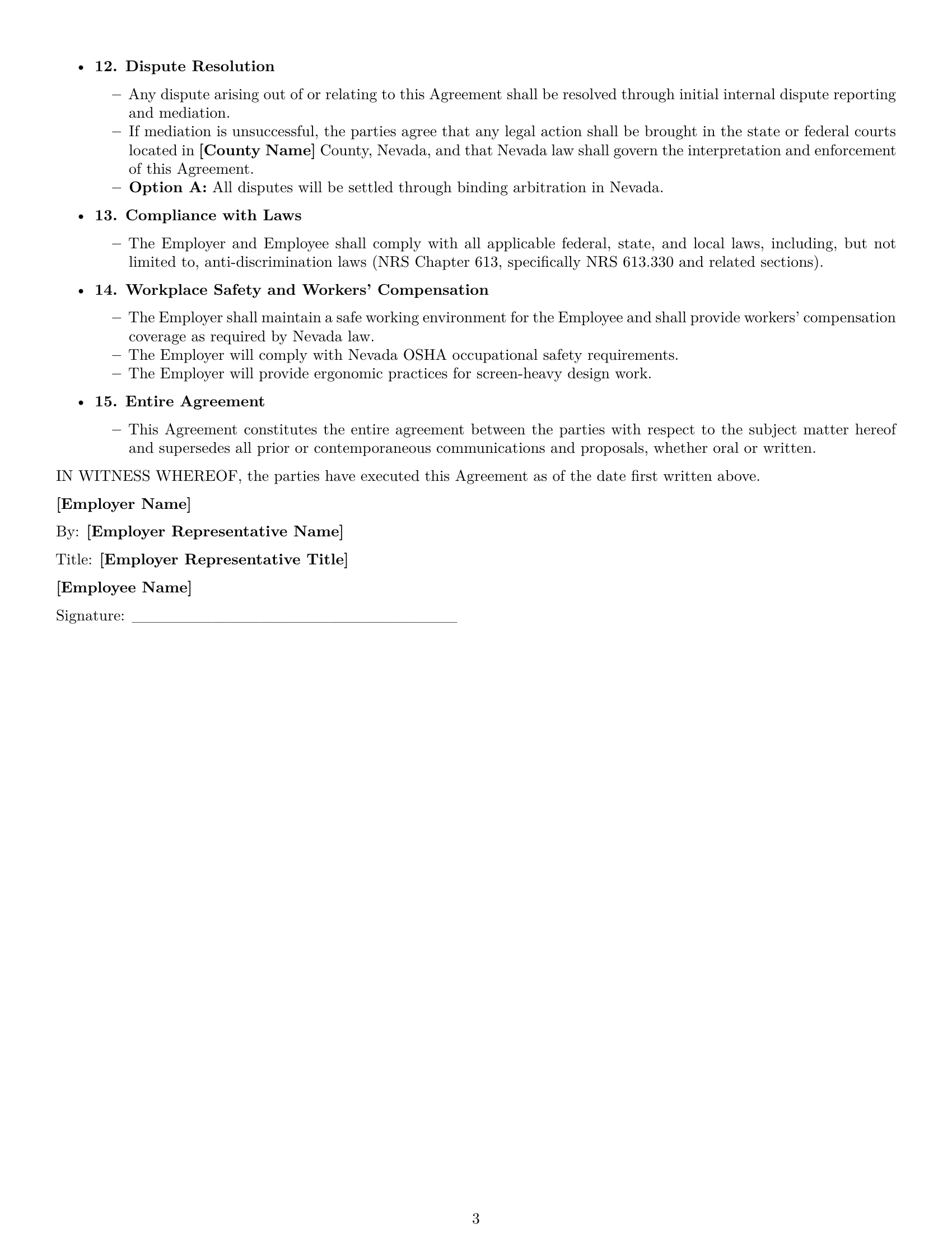 Preview page 3 of Free Nevada graphic designer employment contract template