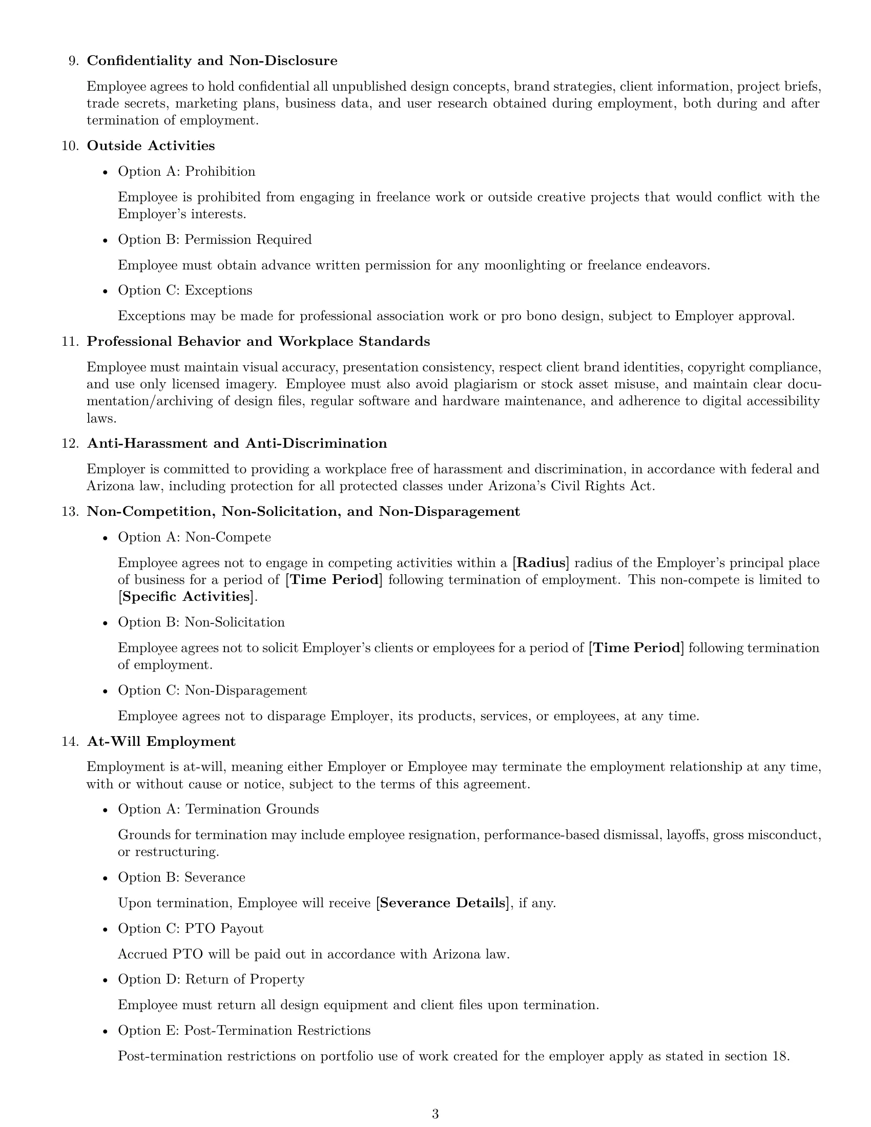 Preview page 3 of Free Arizona graphic designer employment contract template