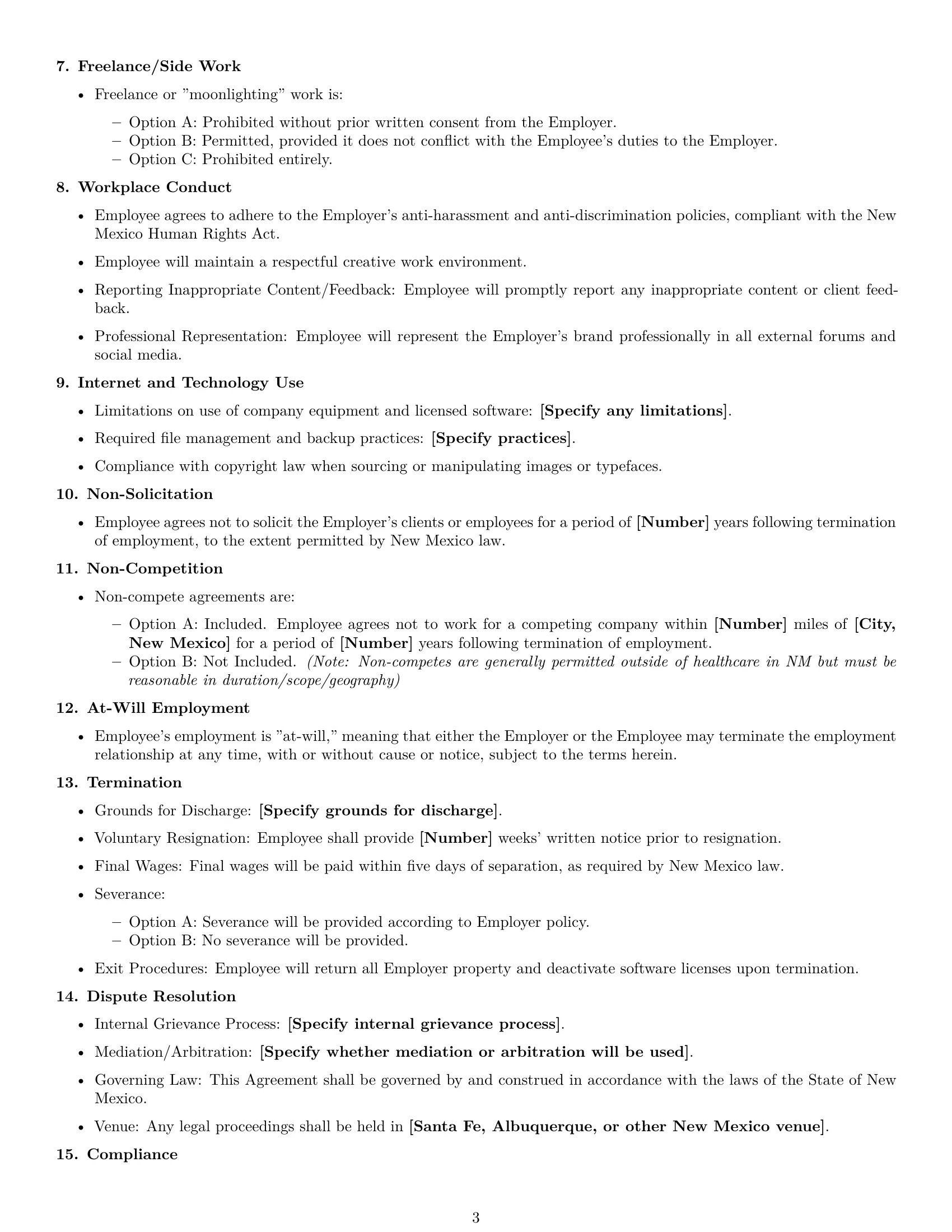 Preview page 3 of Free New Mexico graphic designer employment contract template
