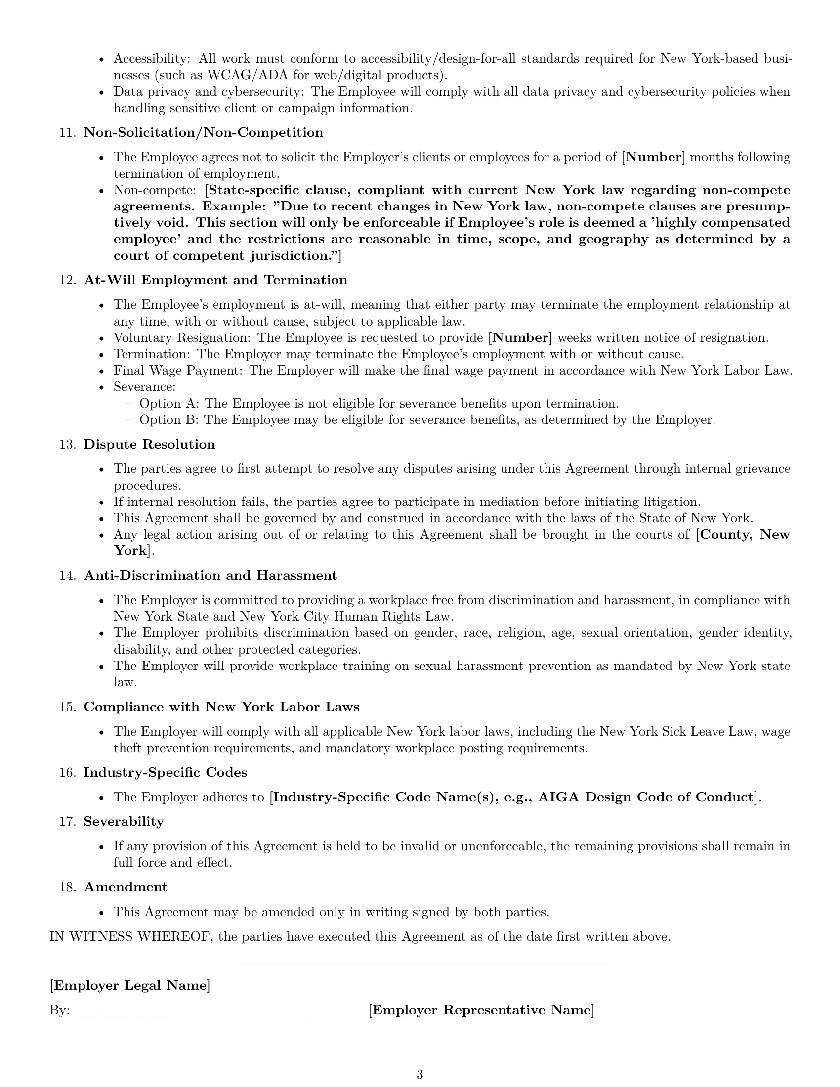 Preview page 3 of Free New York graphic designer employment contract template
