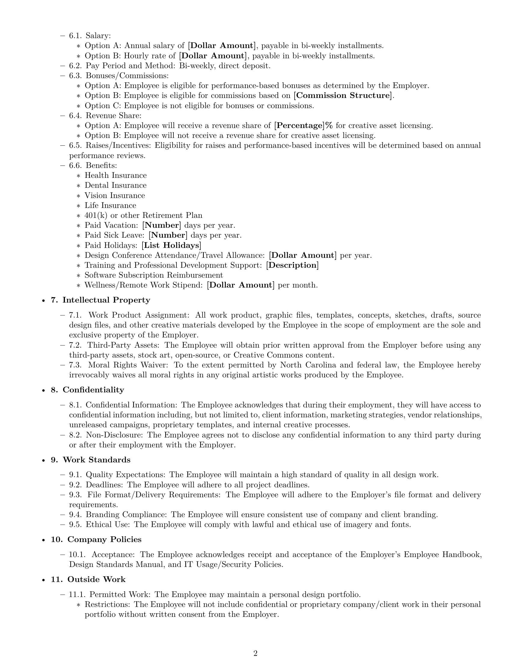Preview page 2 of Free North Carolina graphic designer employment contract template