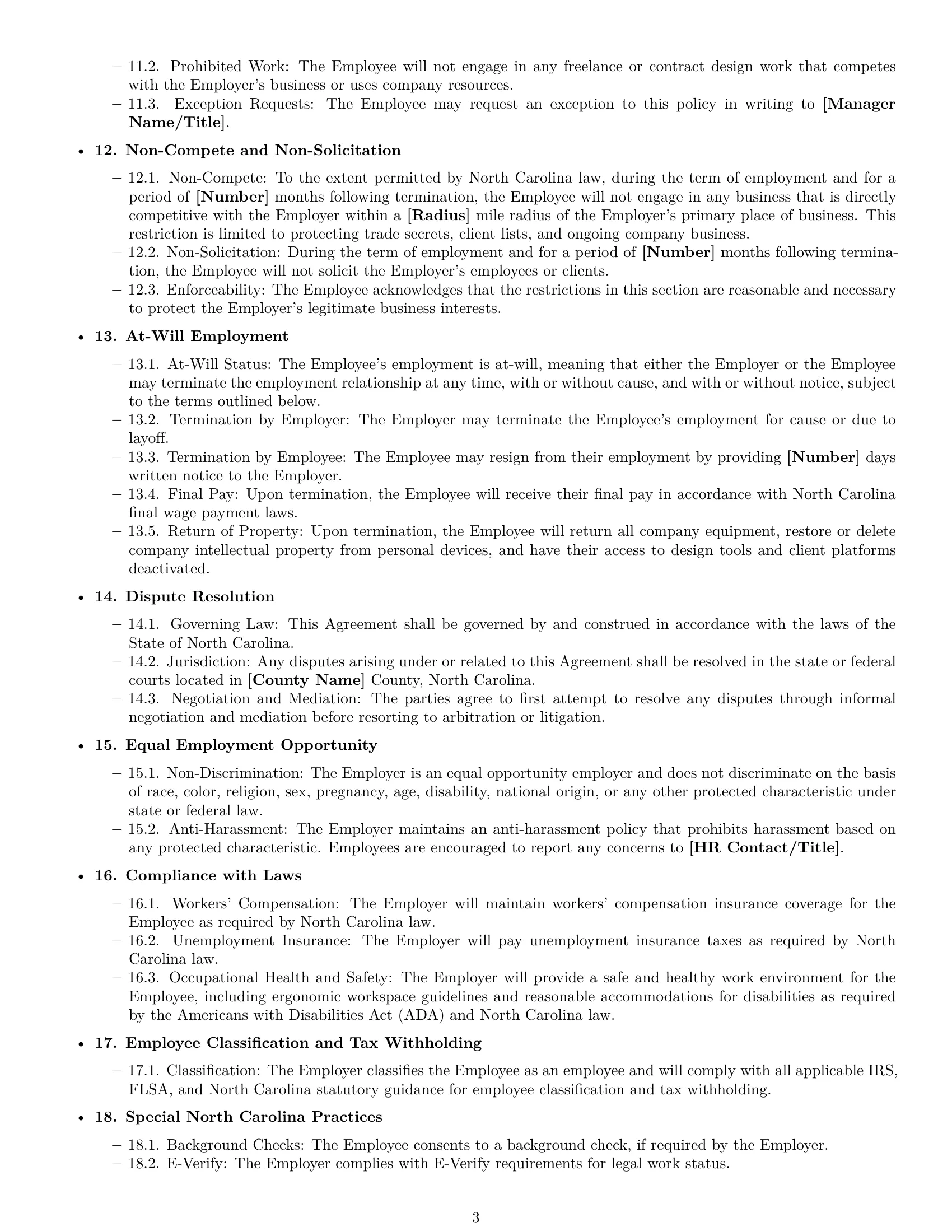 Preview page 3 of Free North Carolina graphic designer employment contract template