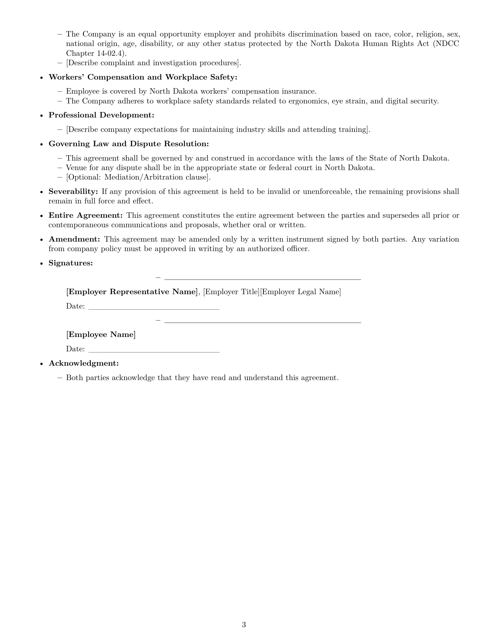 Preview page 3 of Free North Dakota graphic designer employment contract template