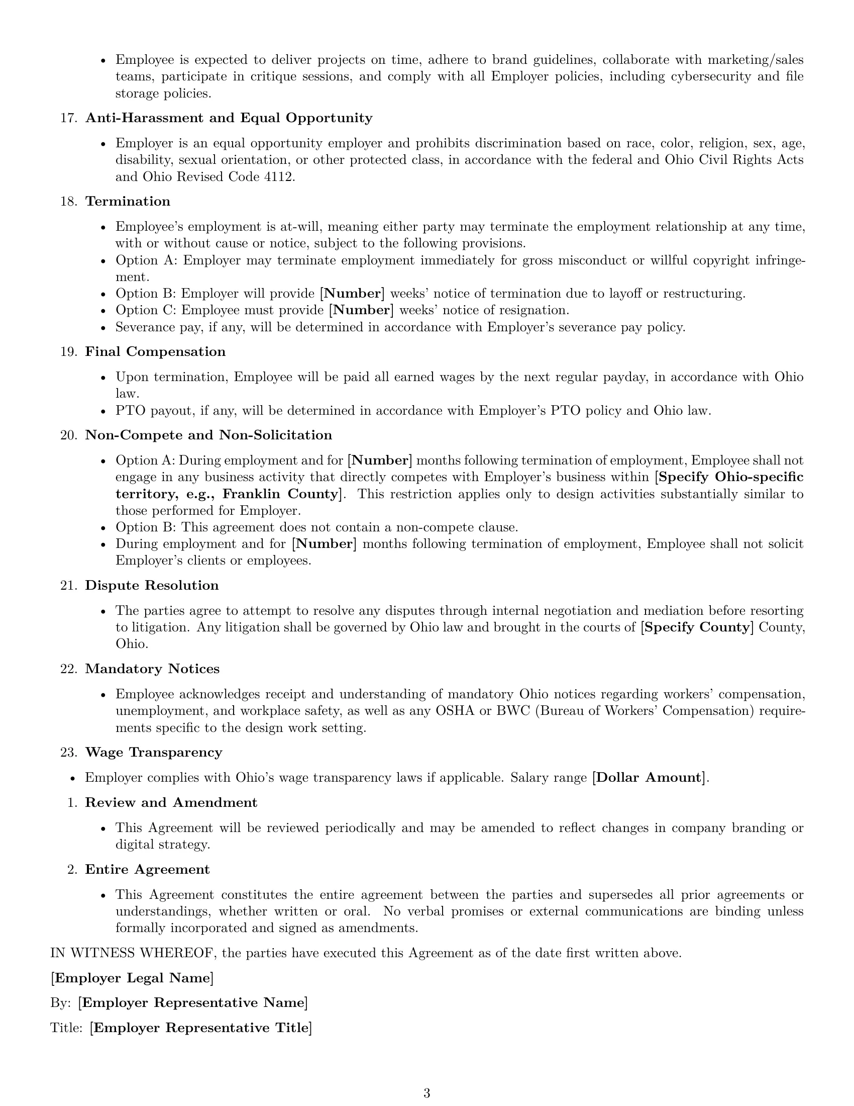 Preview page 3 of Free Ohio graphic designer employment contract template