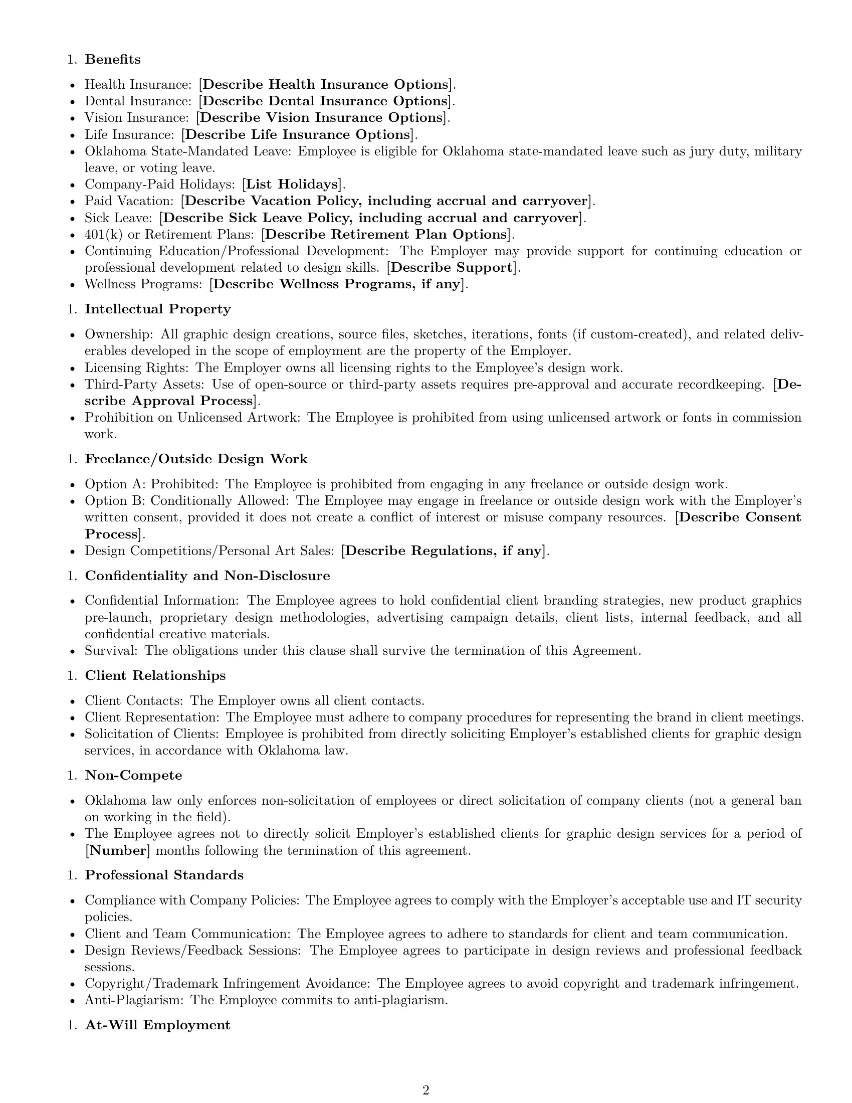 Preview page 2 of Free Oklahoma graphic designer employment contract template