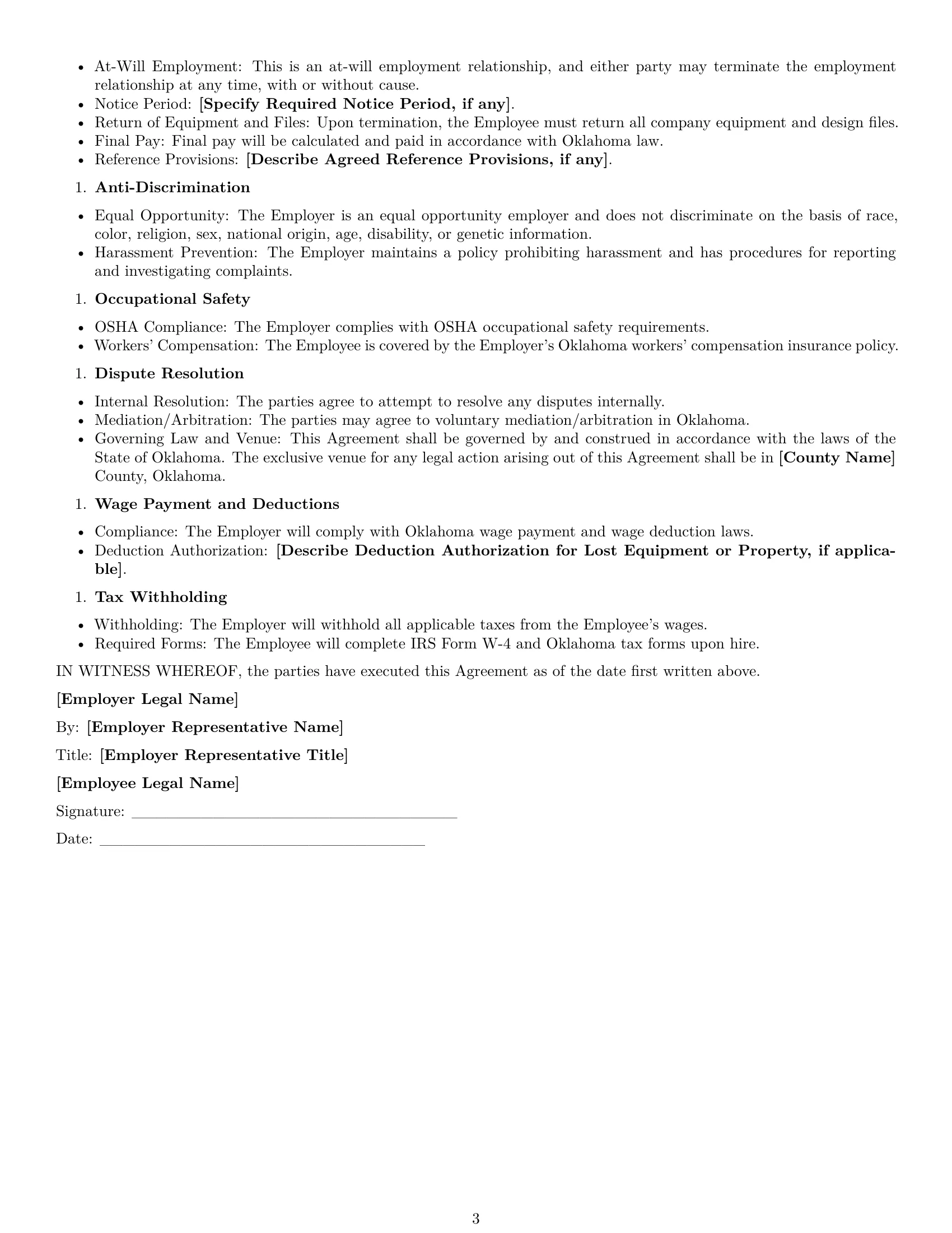 Preview page 3 of Free Oklahoma graphic designer employment contract template