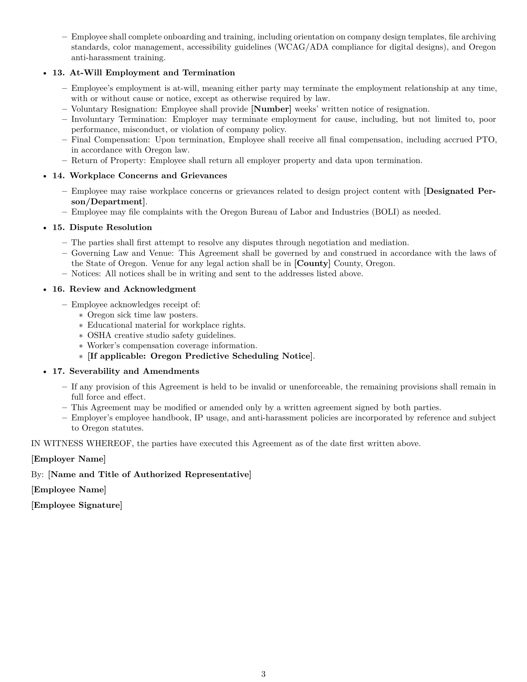Preview page 3 of Free Oregon graphic designer employment contract template