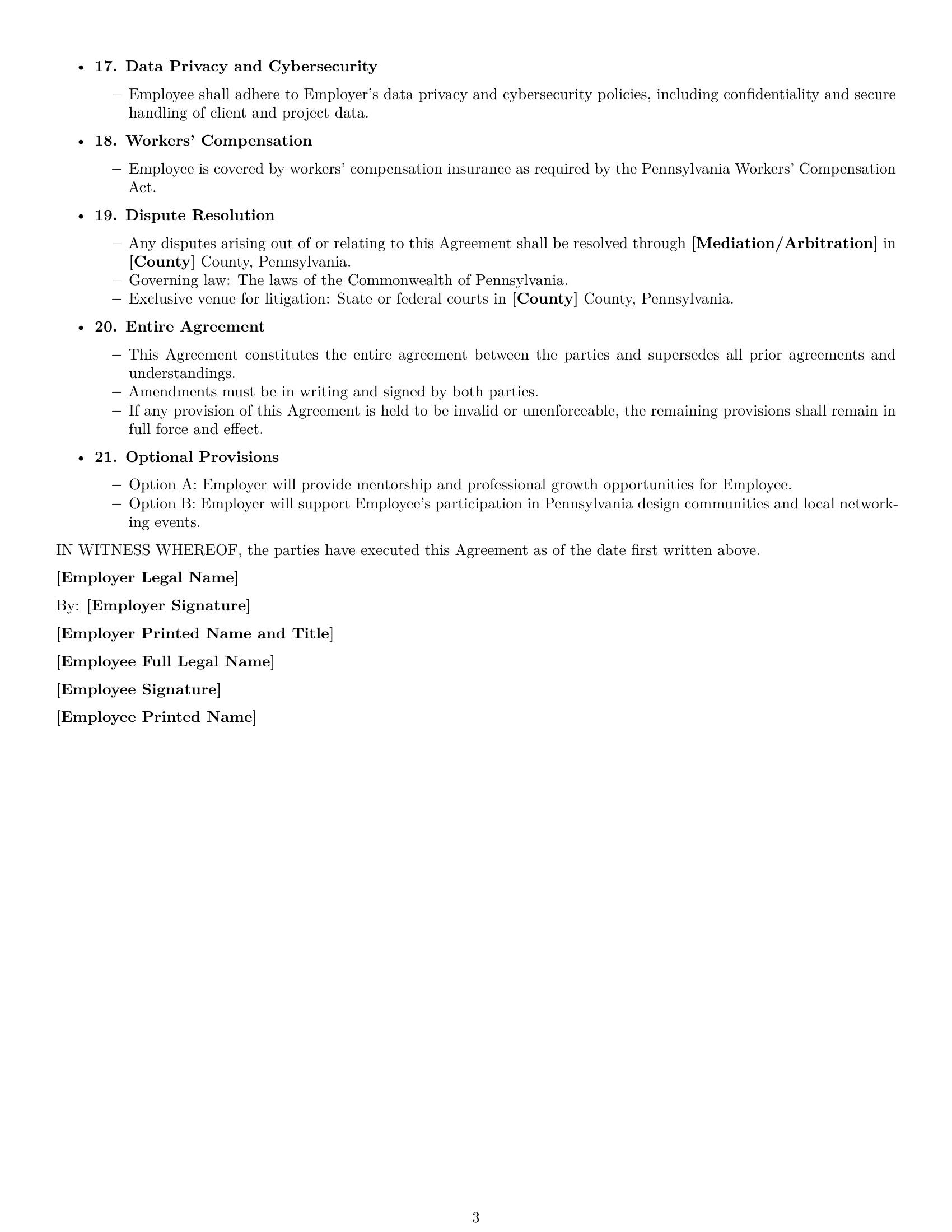Preview page 3 of Free Pennsylvania graphic designer employment contract template