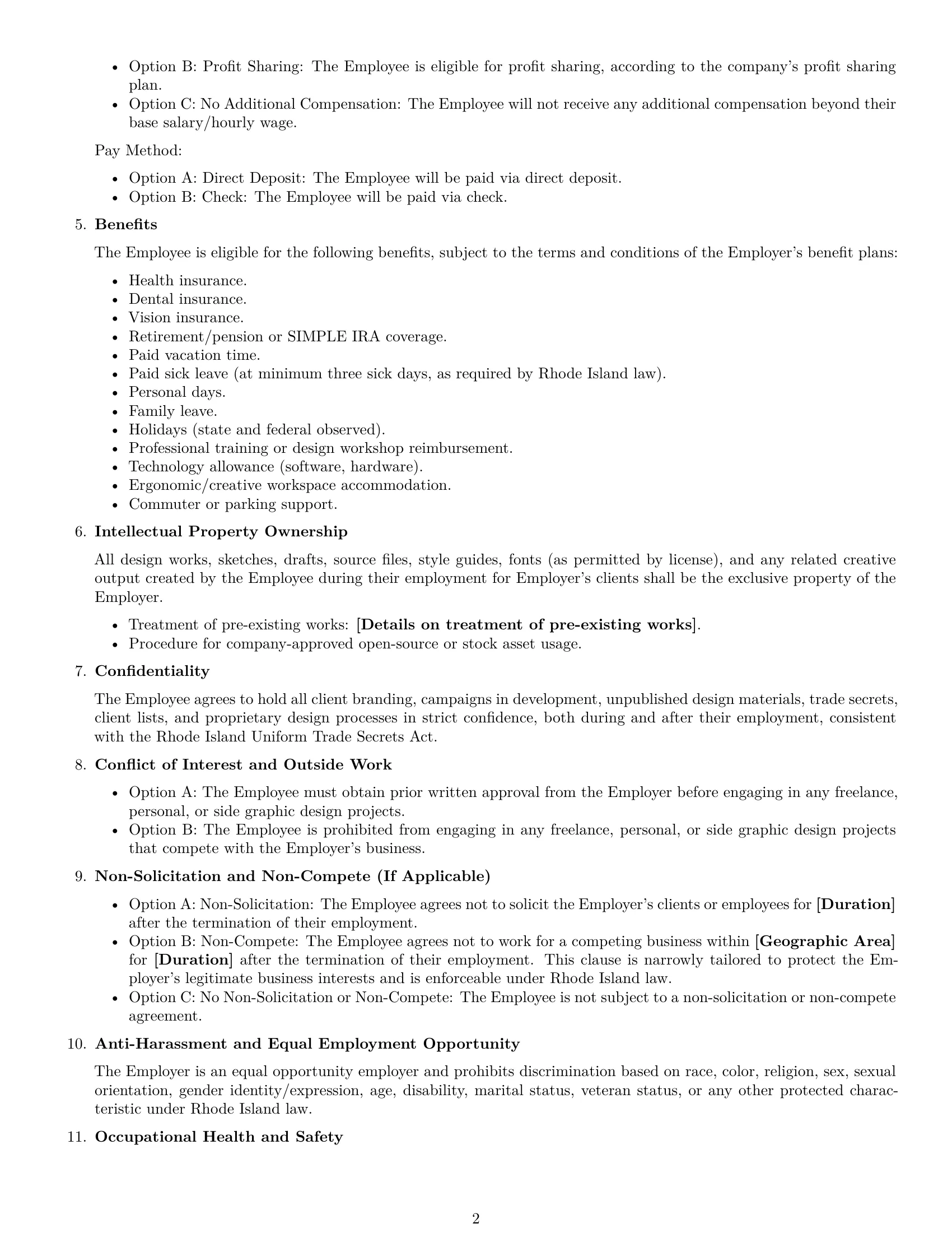 Preview page 2 of Free Rhode Island graphic designer employment contract template