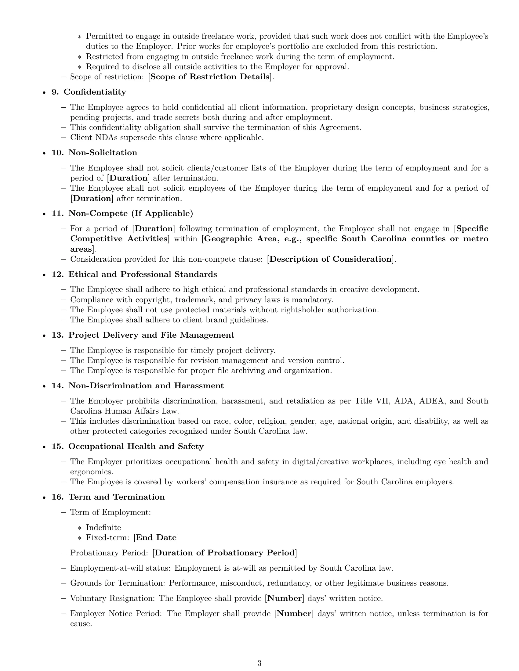 Preview page 3 of Free South Carolina graphic designer employment contract template