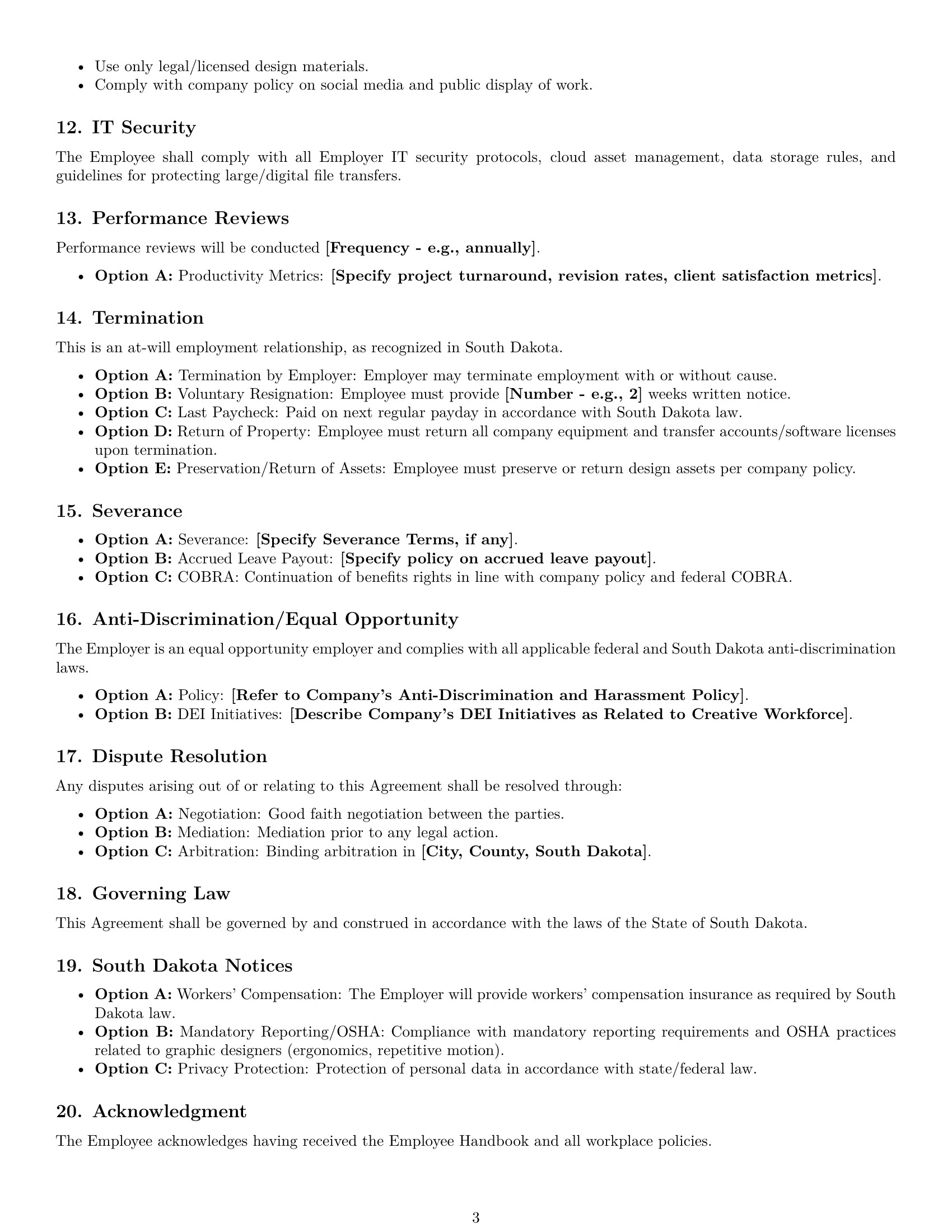 Preview page 3 of Free South Dakota graphic designer employment contract template