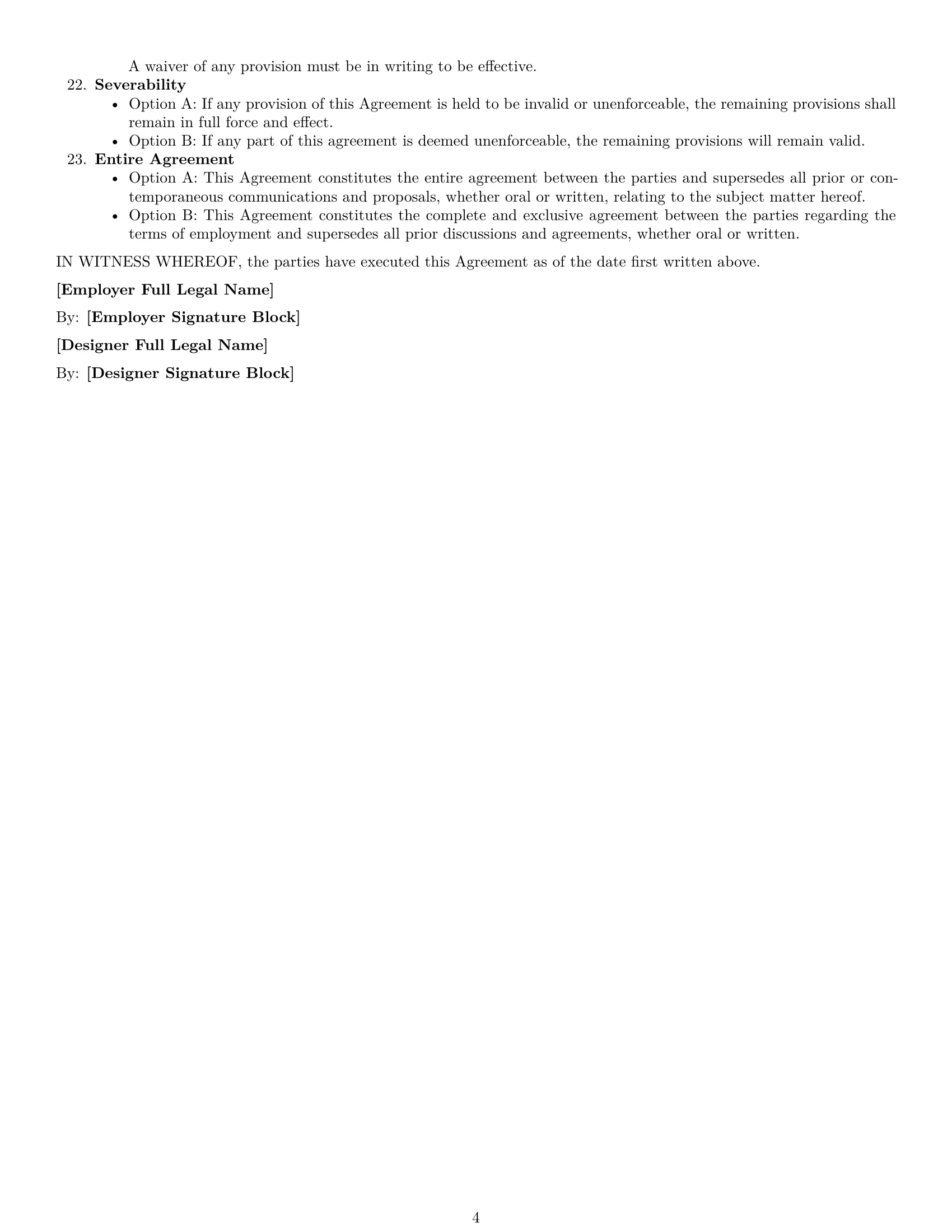 Preview page 4 of Free Tennessee graphic designer employment contract template