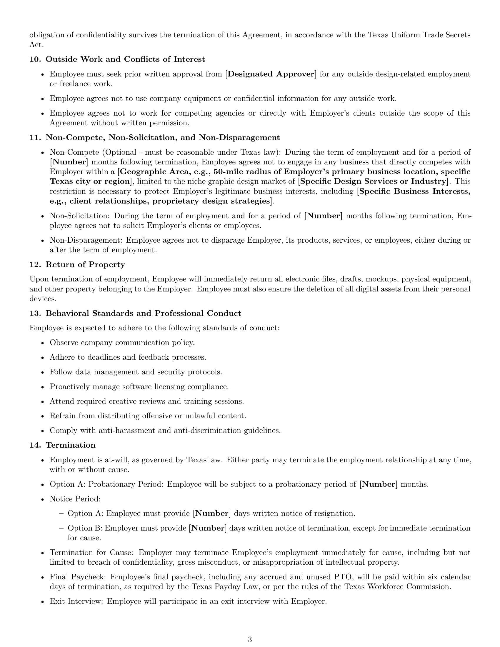 Preview page 3 of Free Texas graphic designer employment contract template