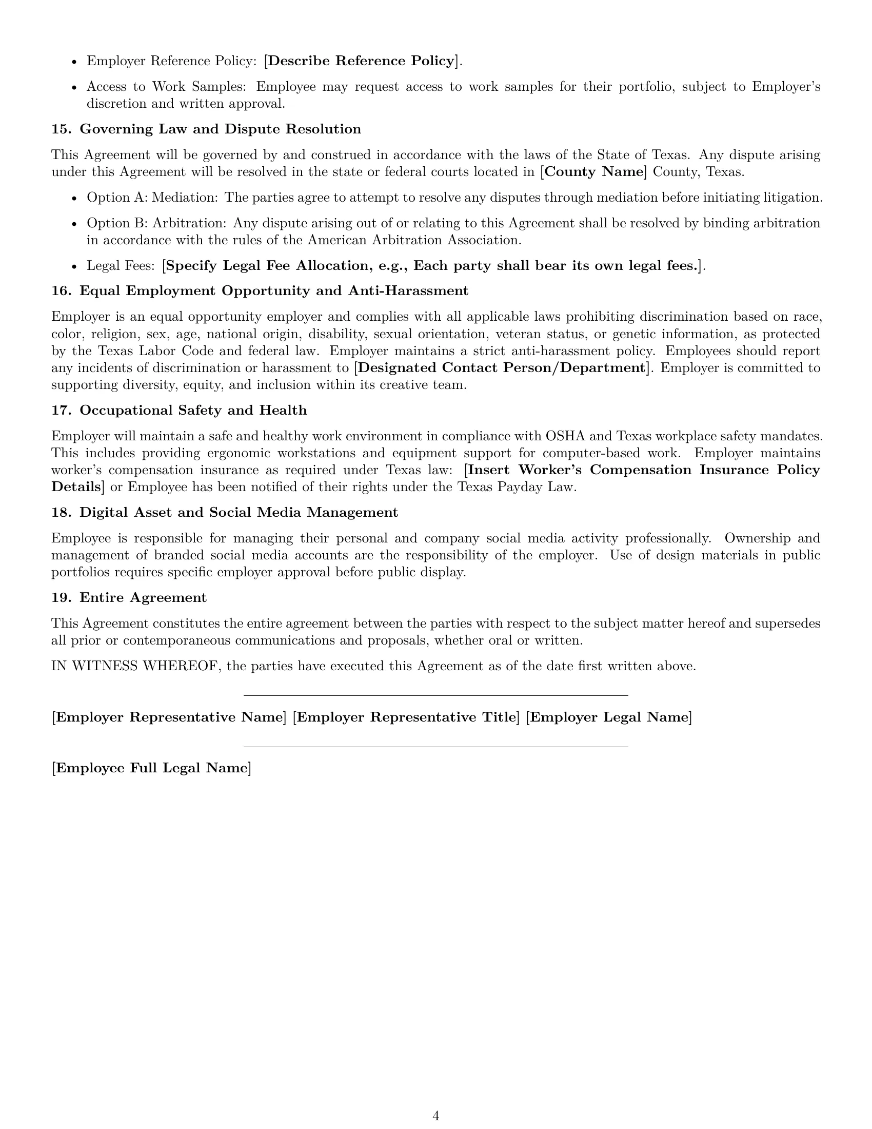 Preview page 4 of Free Texas graphic designer employment contract template