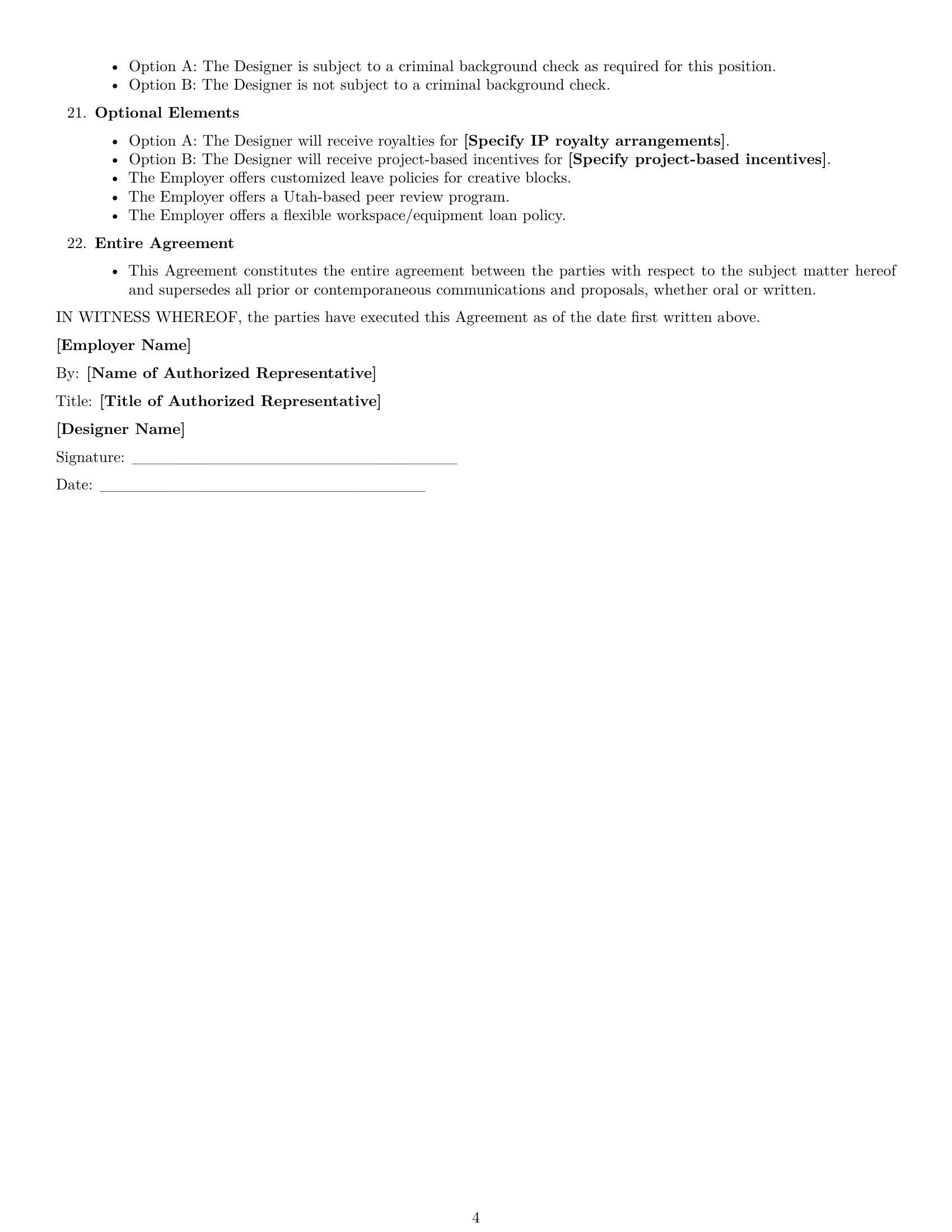 Preview page 4 of Free Utah graphic designer employment contract template
