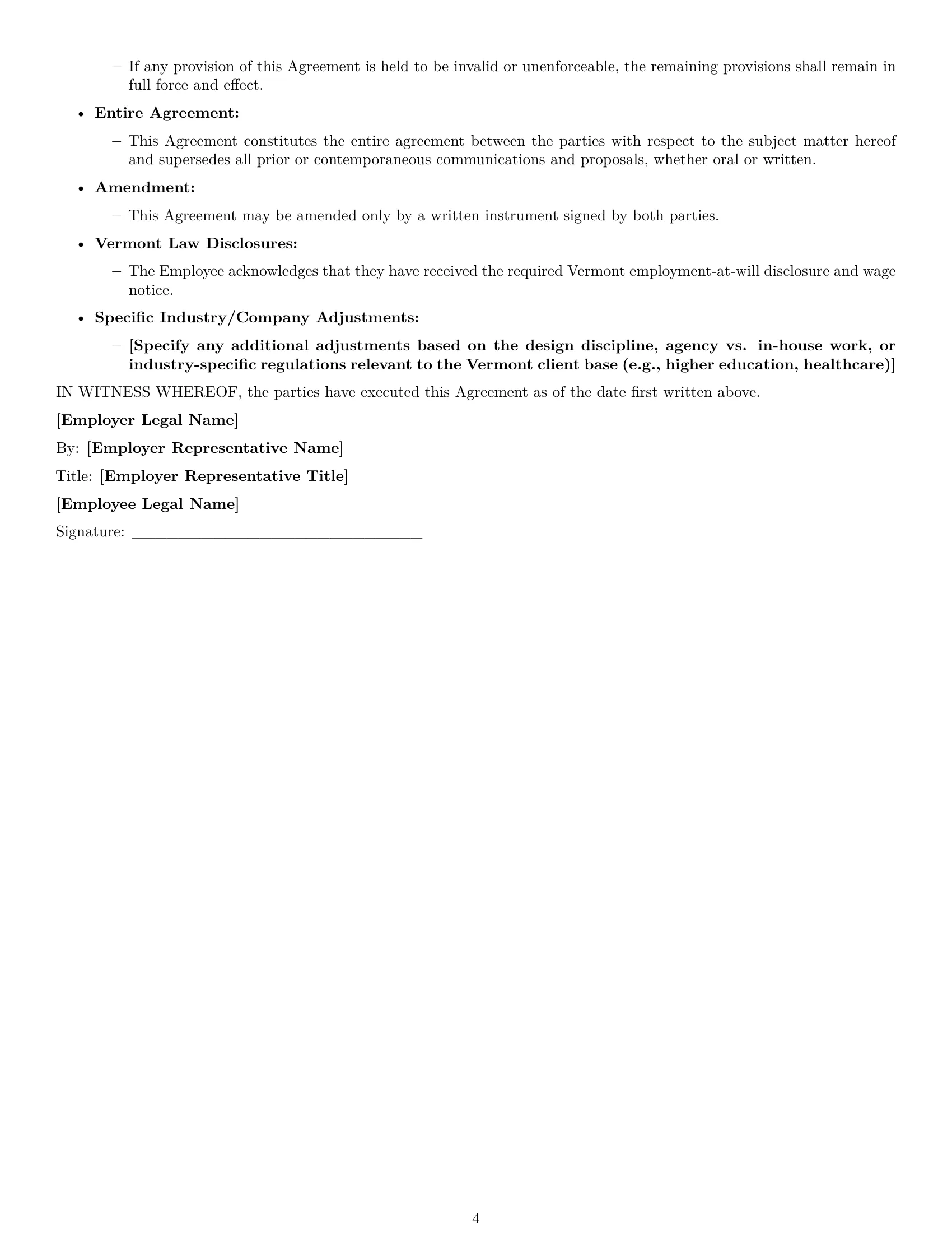 Preview page 4 of Free Vermont graphic designer employment contract template