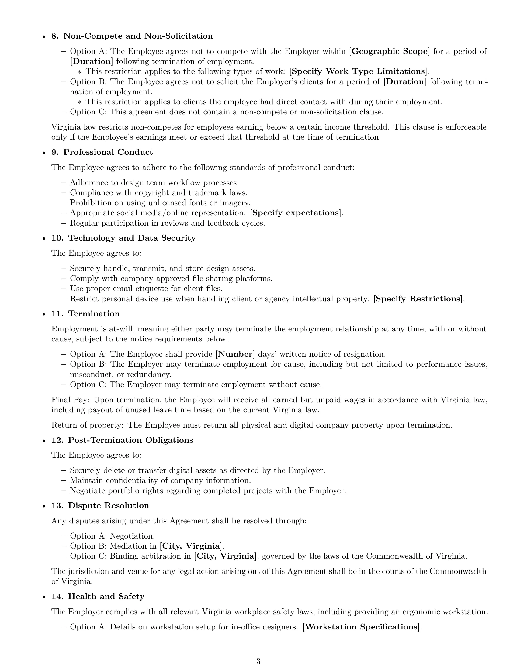 Preview page 3 of Free Virginia graphic designer employment contract template
