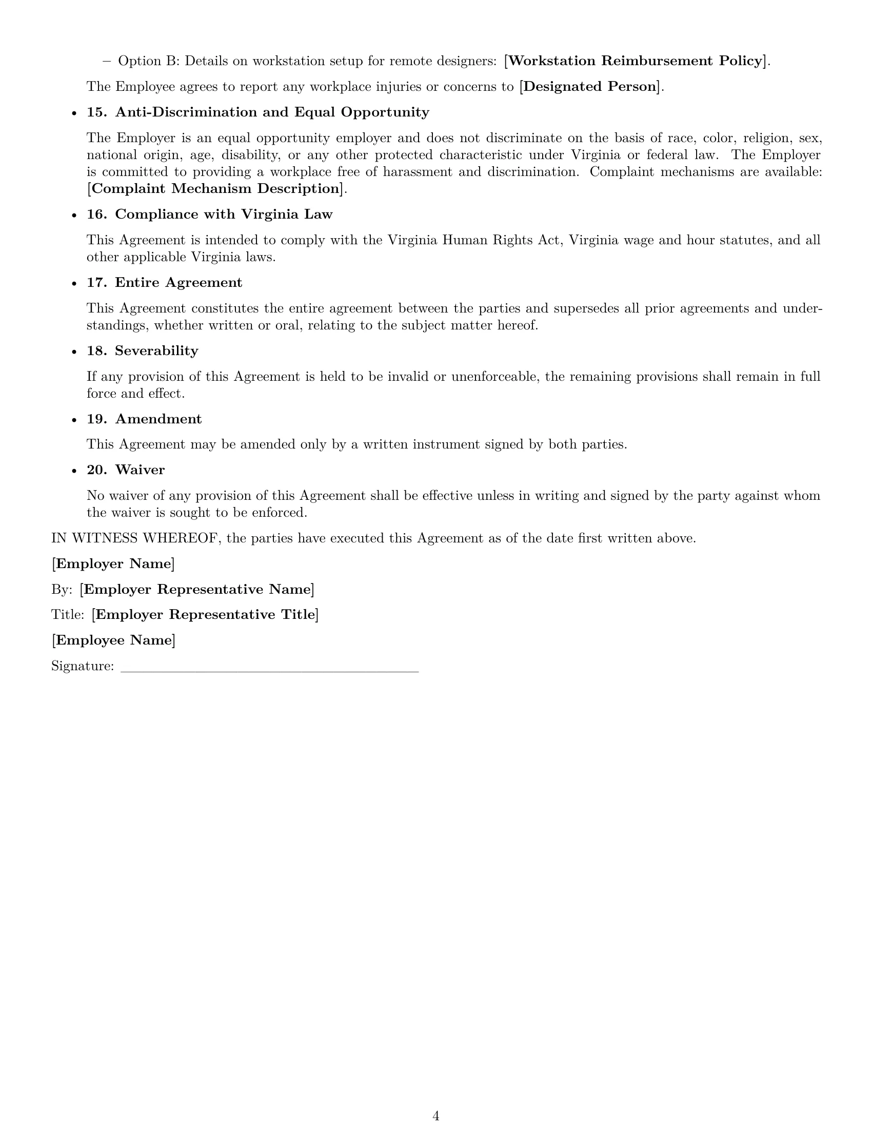 Preview page 4 of Free Virginia graphic designer employment contract template