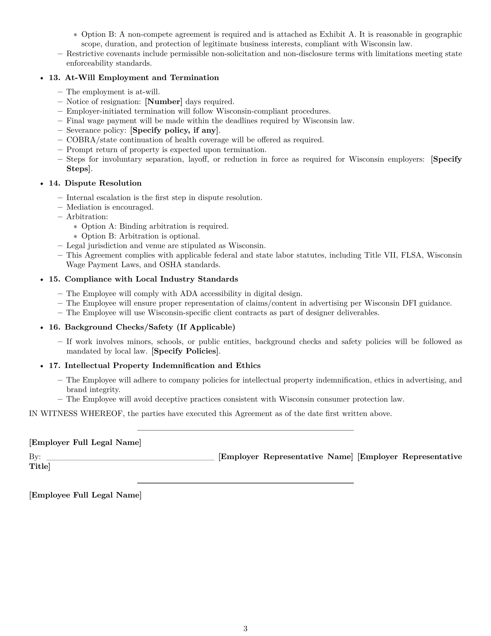 Preview page 3 of Free Wisconsin graphic designer employment contract template