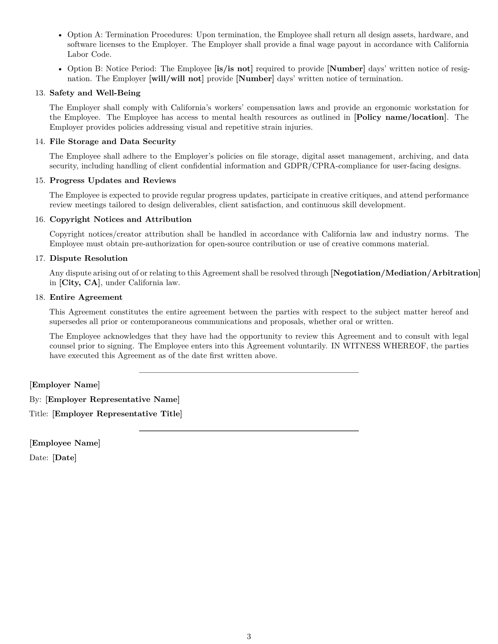 Preview page 3 of Free California graphic designer employment contract template