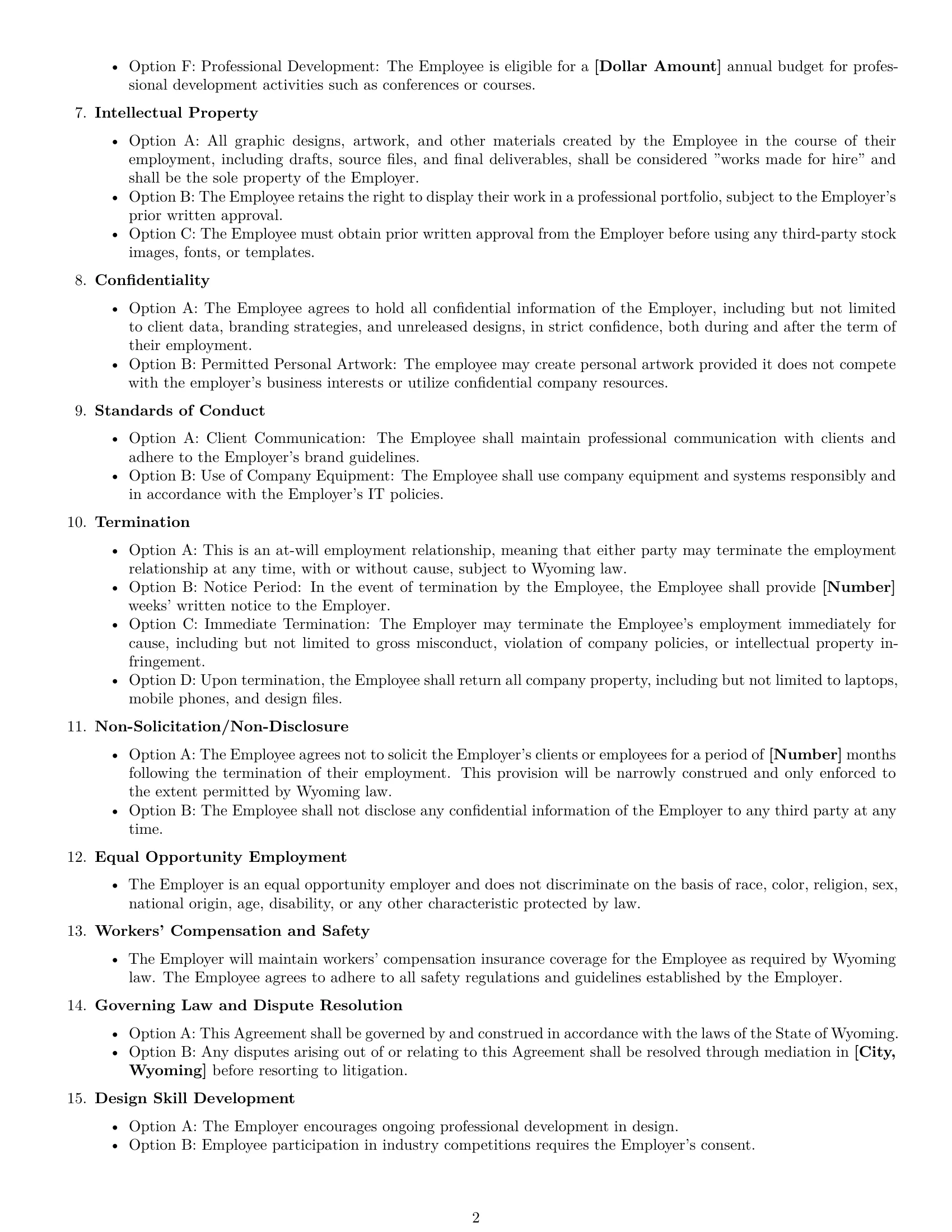 Preview page 2 of Free Wyoming graphic designer employment contract template
