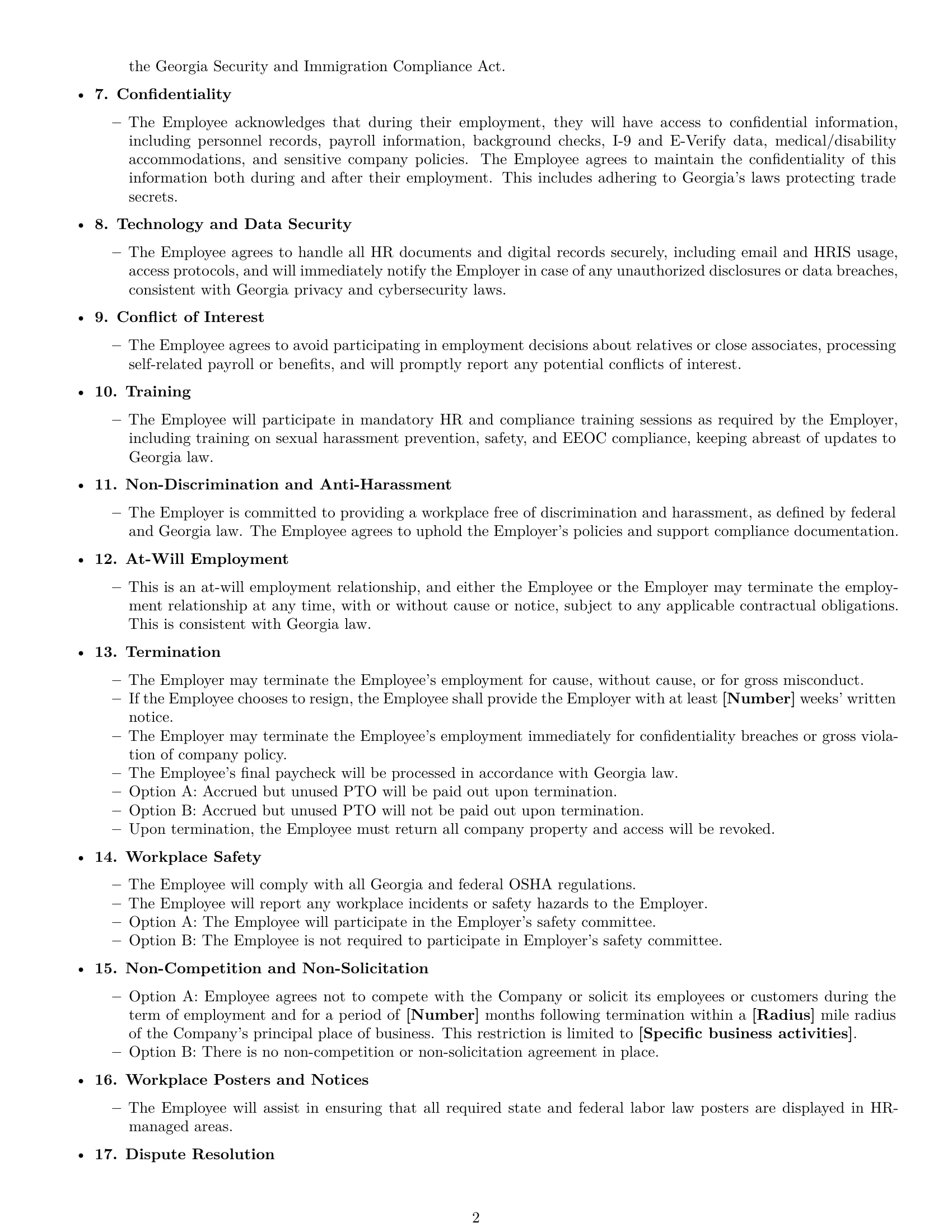 Preview page 2 of Free Georgia HR assistant employment contract template