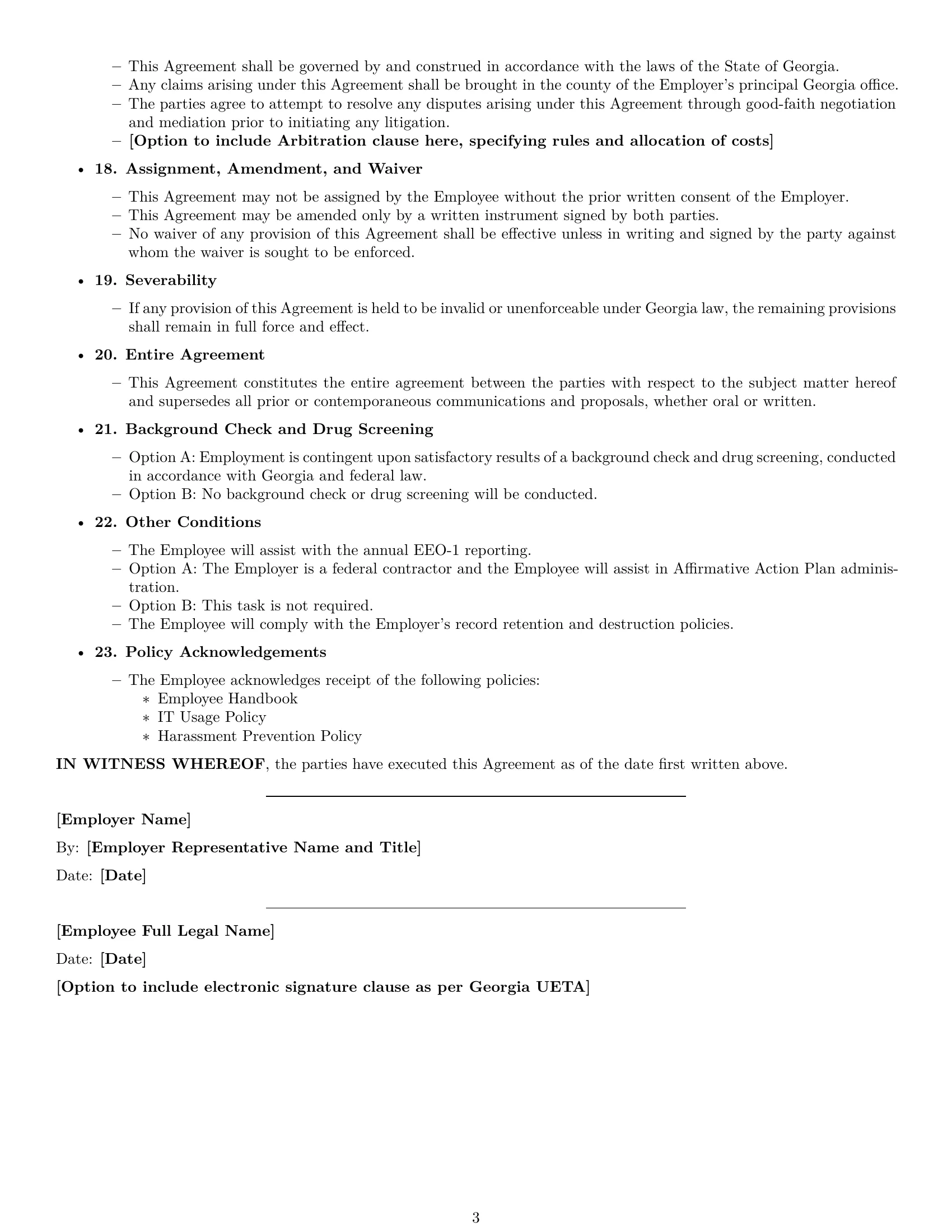 Preview page 3 of Free Georgia HR assistant employment contract template