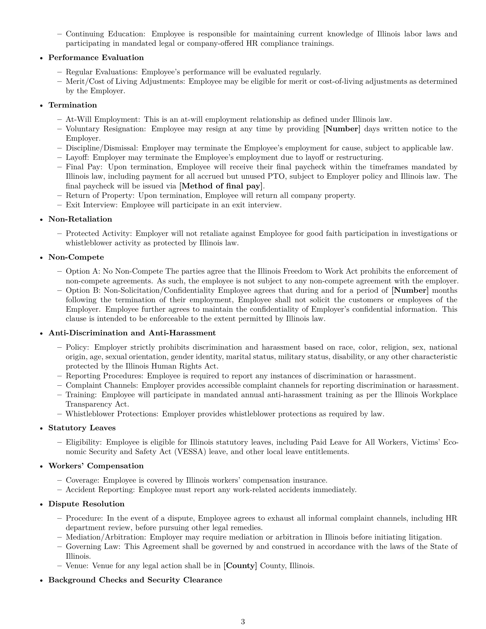 Preview page 3 of Free Illinois HR assistant employment contract template