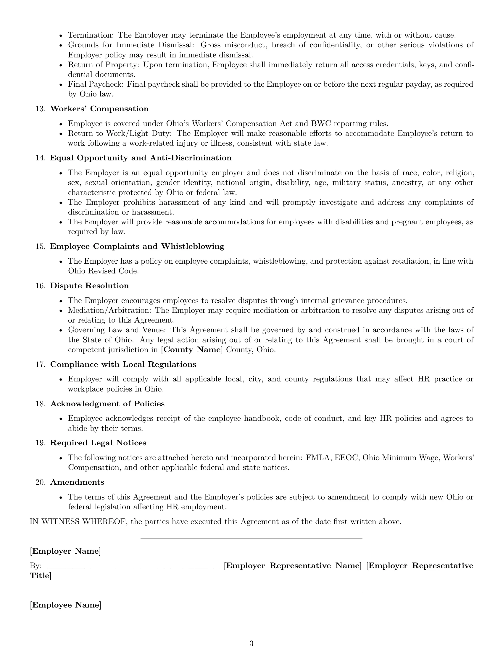 Preview page 3 of Free Ohio HR assistant employment contract template