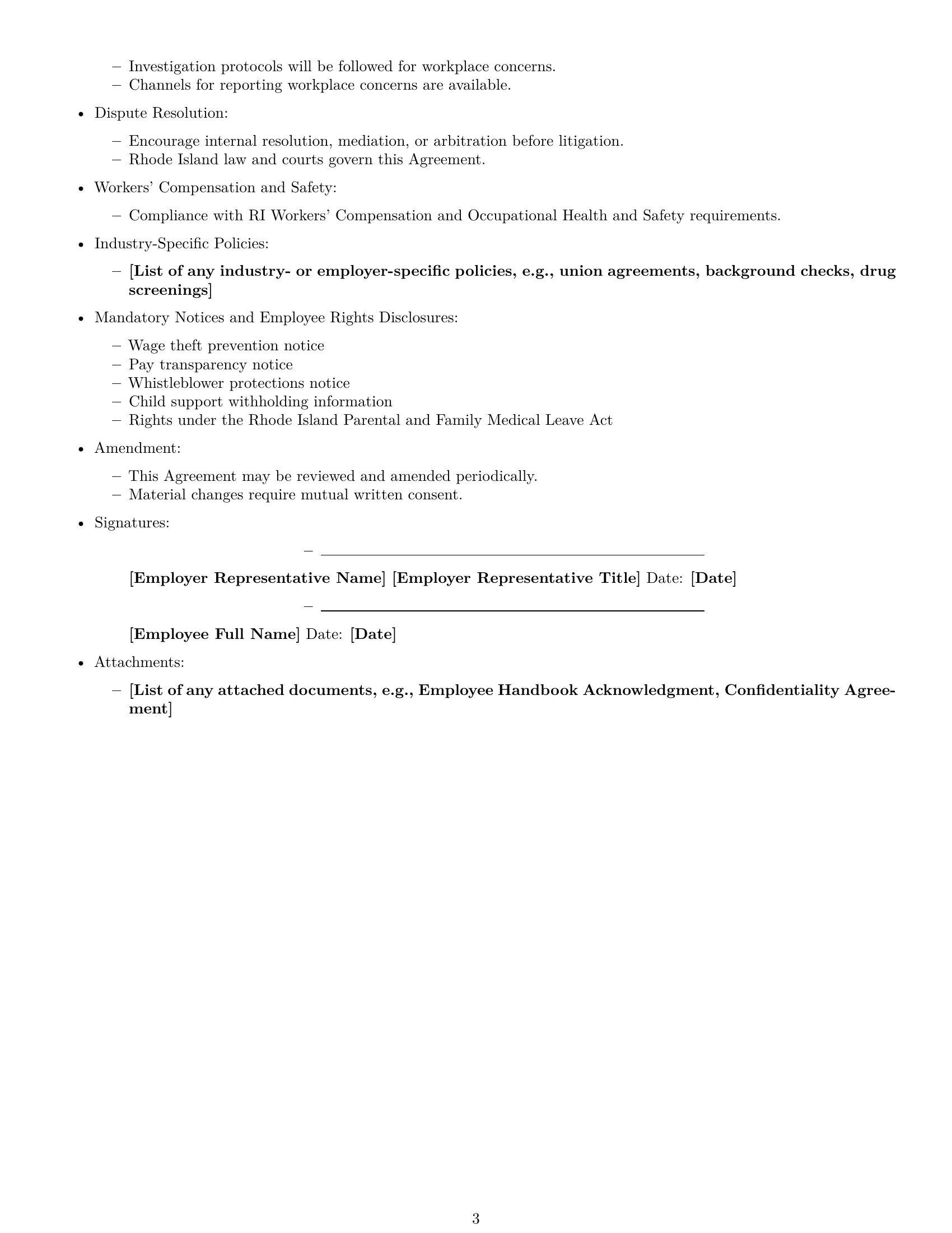 Preview page 3 of Free Rhode Island HR assistant employment contract template