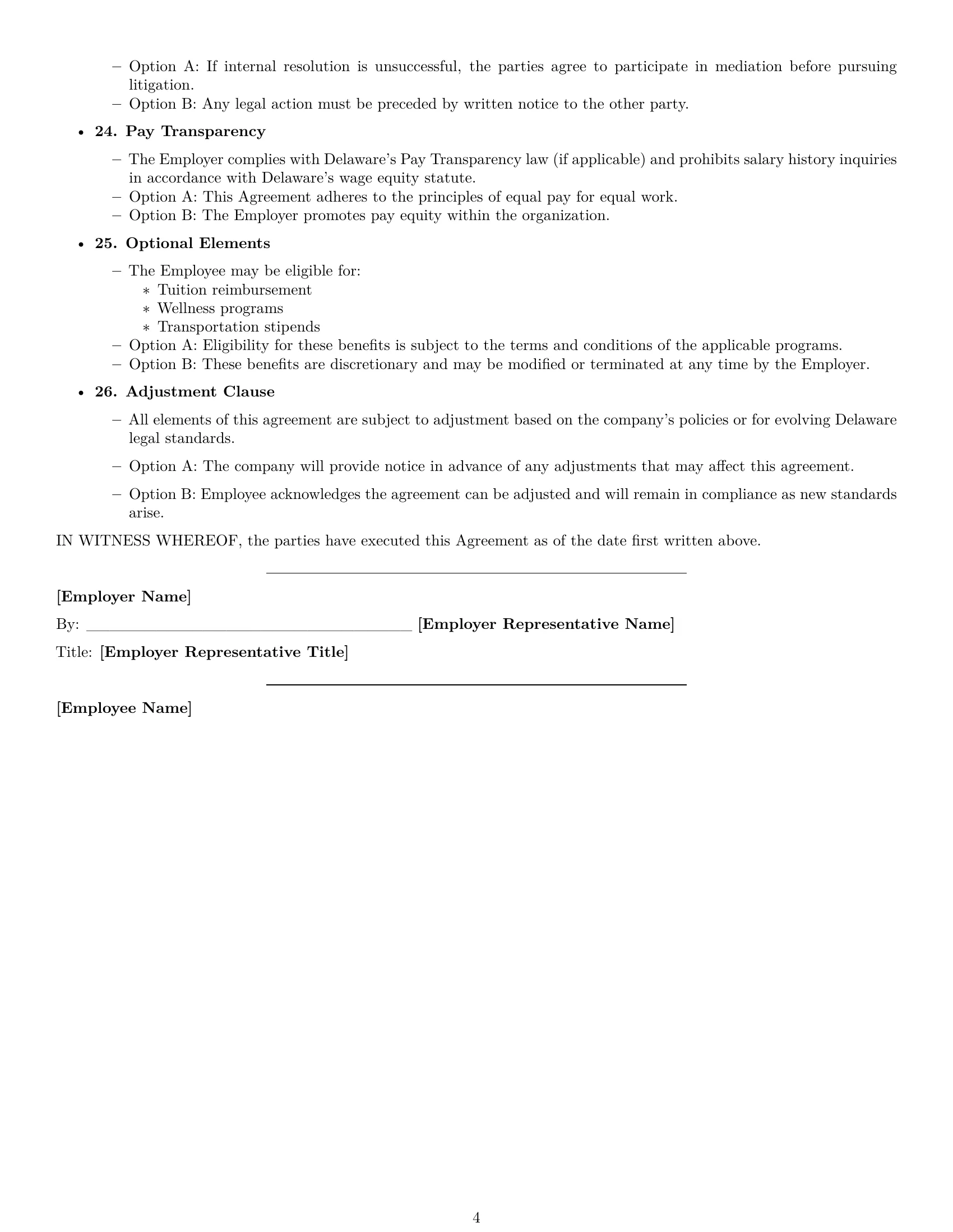 Preview page 4 of Free Delaware HR assistant employment contract template
