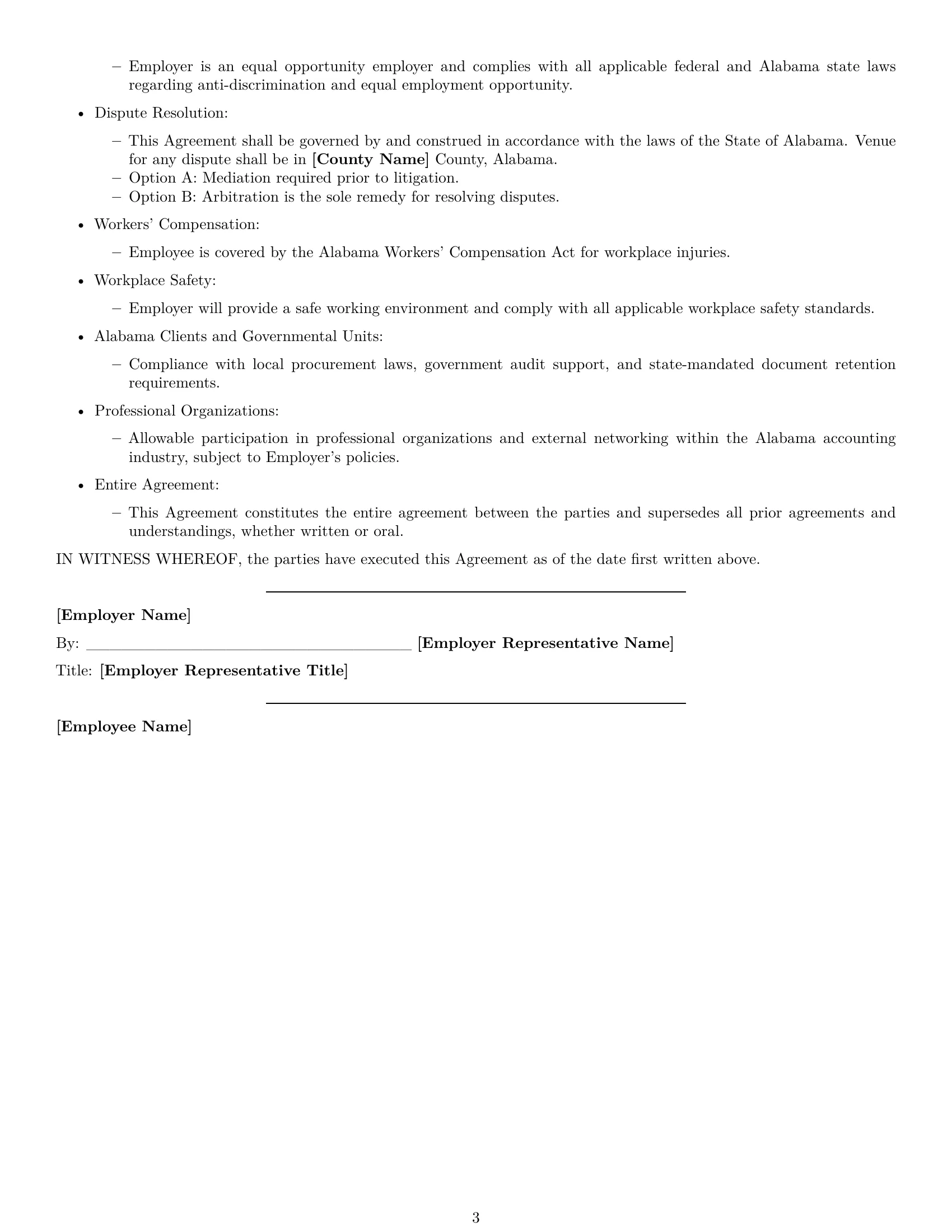 Preview page 3 of Free Alabama accountant employment contract template