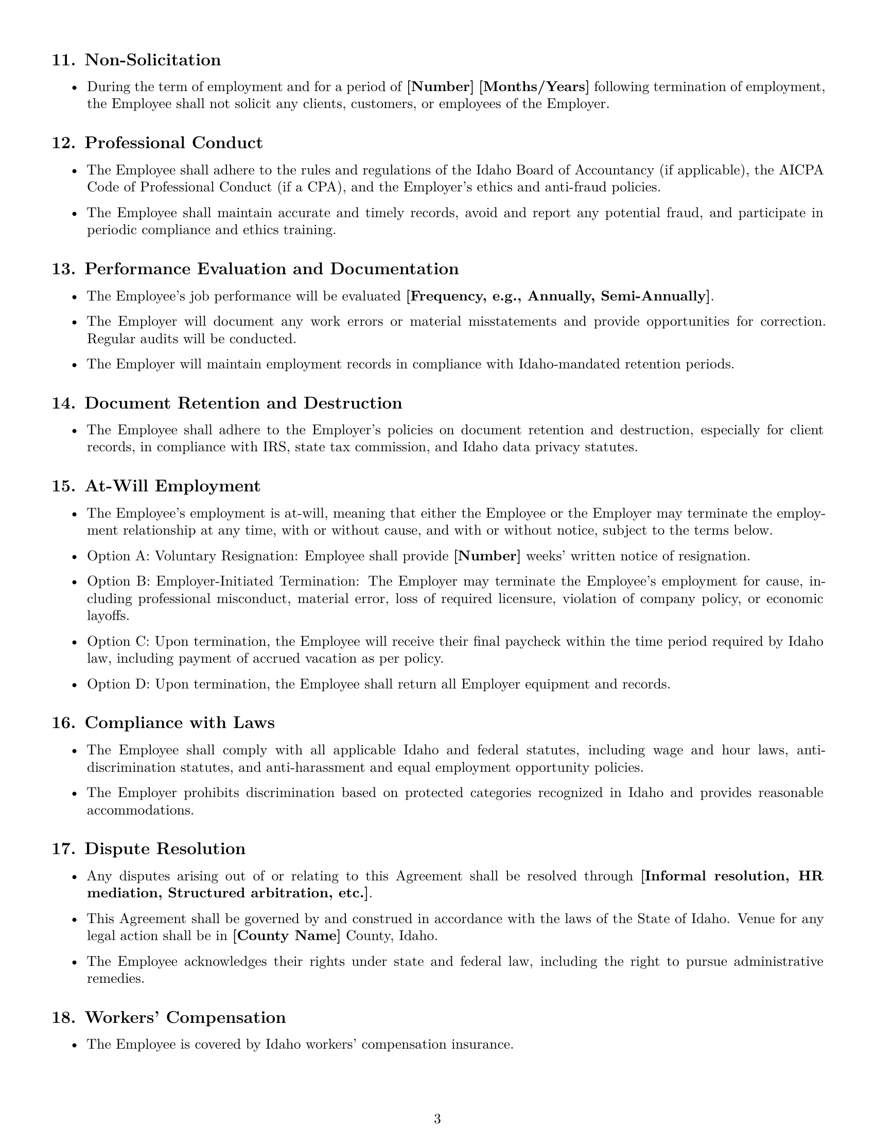 Preview page 3 of Free Idaho accountant employment contract template