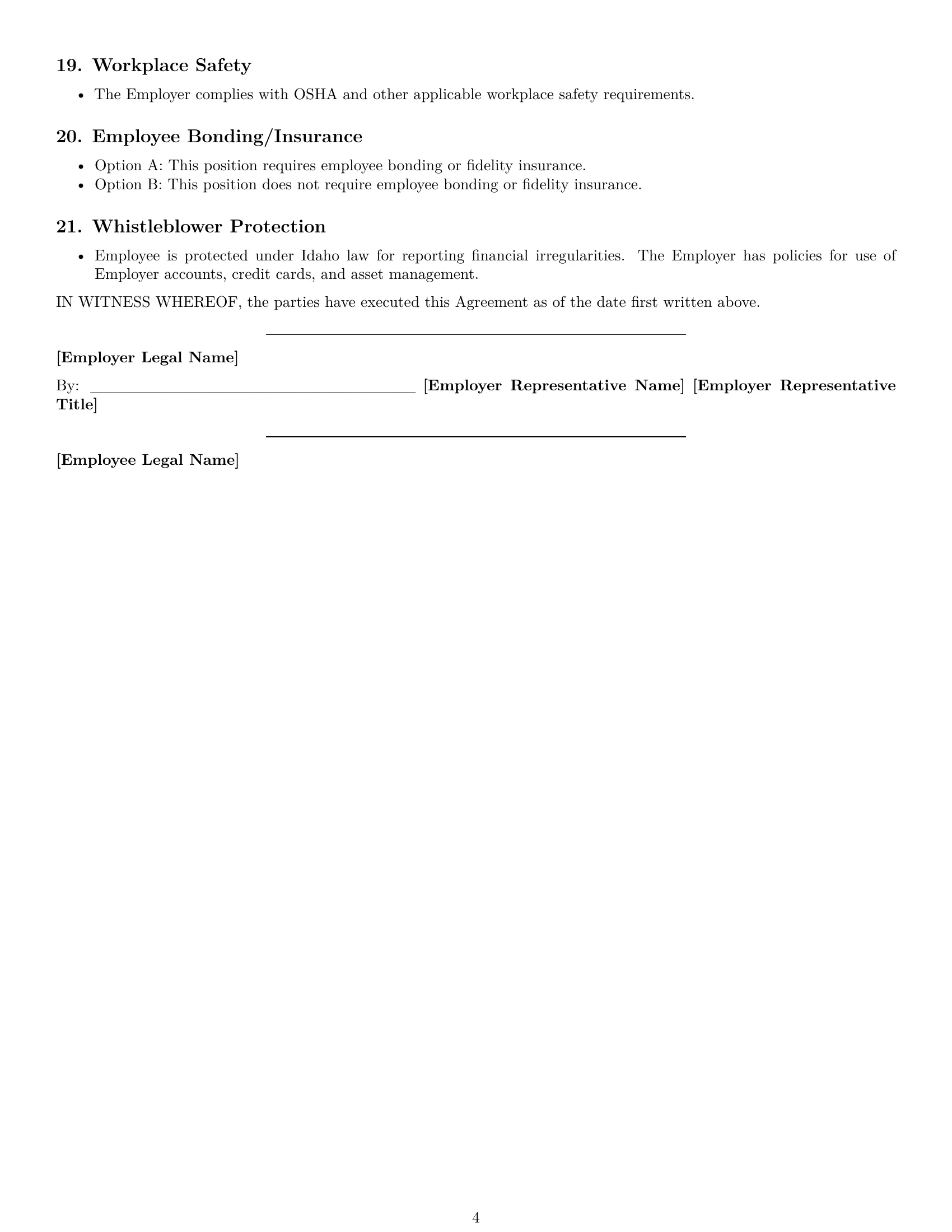 Preview page 4 of Free Idaho accountant employment contract template