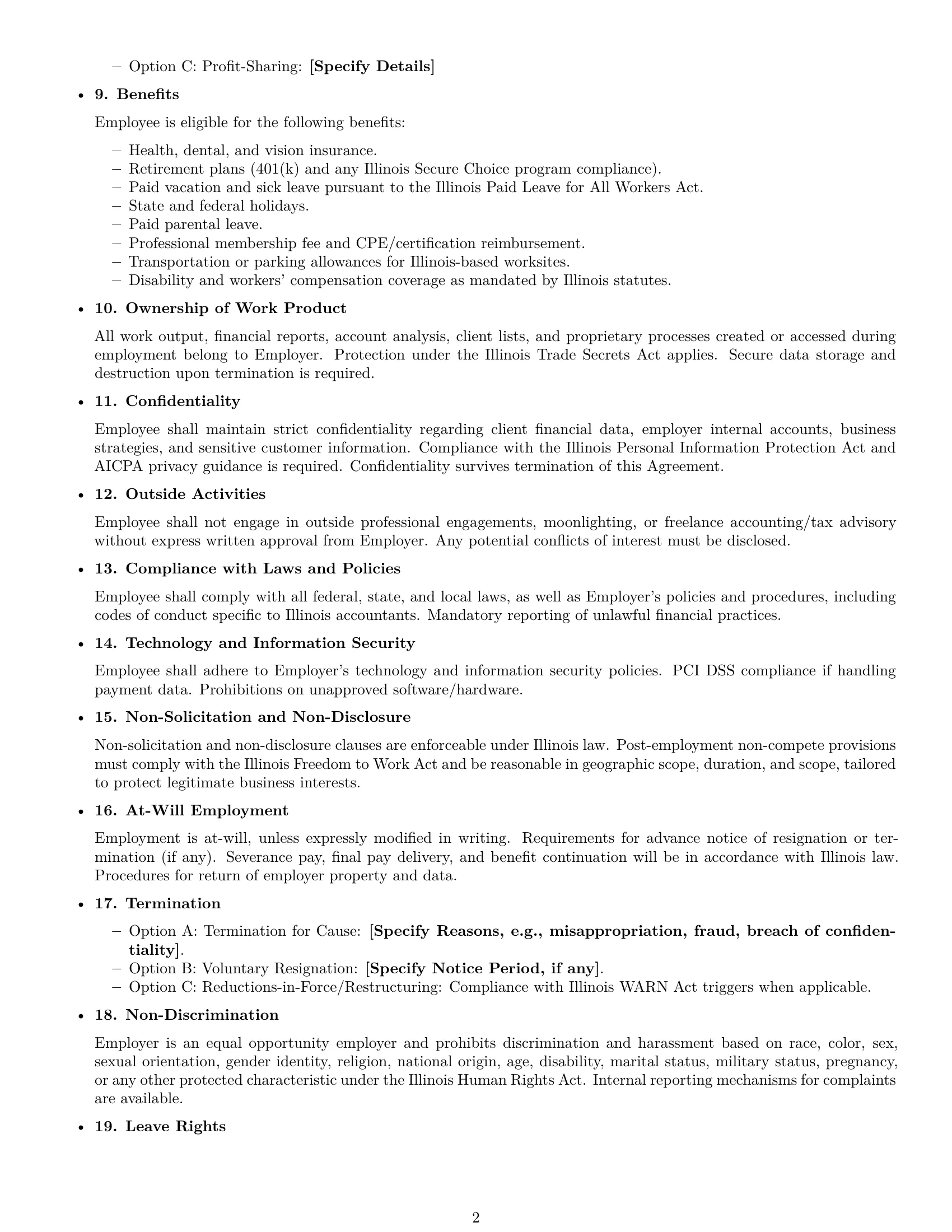 Preview page 2 of Free Illinois accountant employment contract template