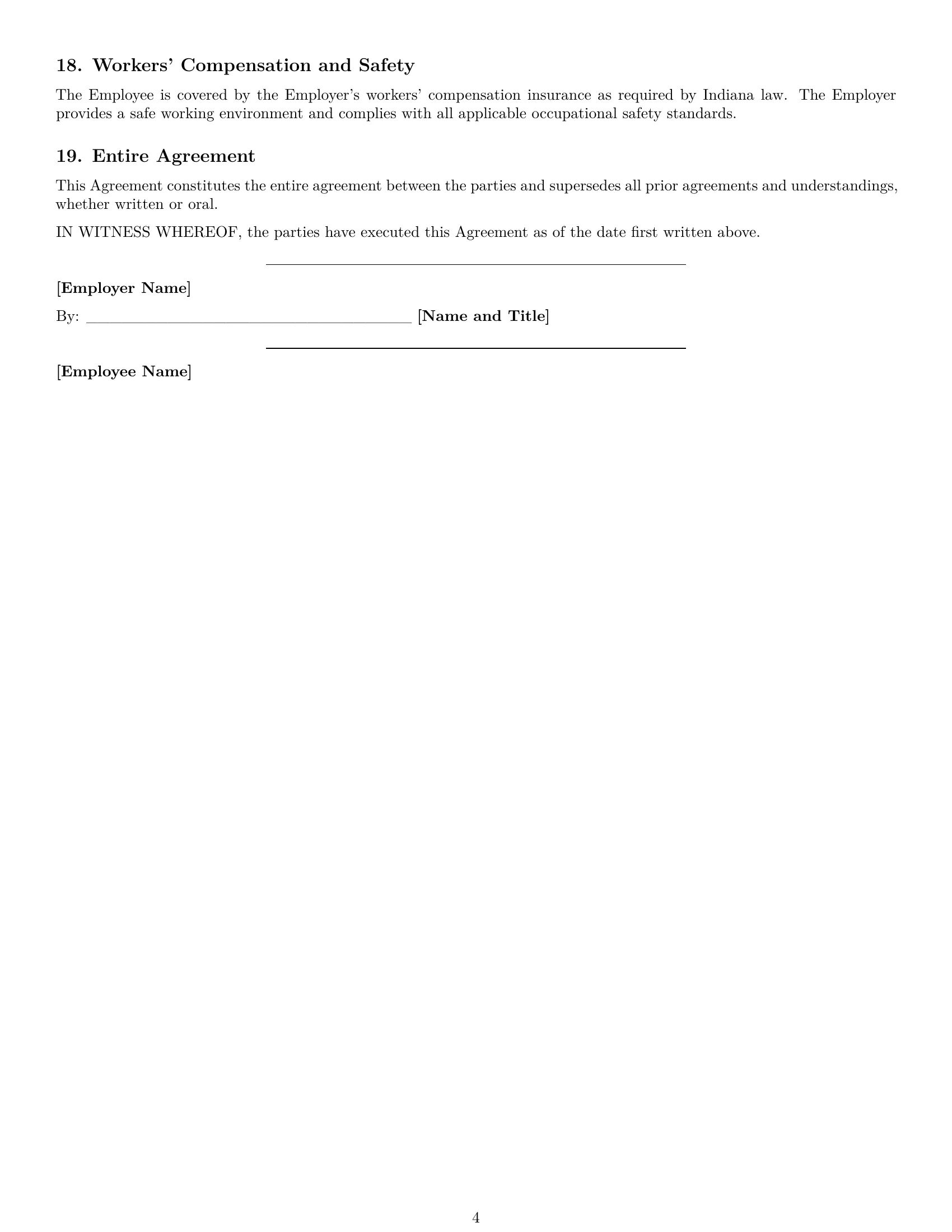 Preview page 4 of Free Indiana accountant employment contract template