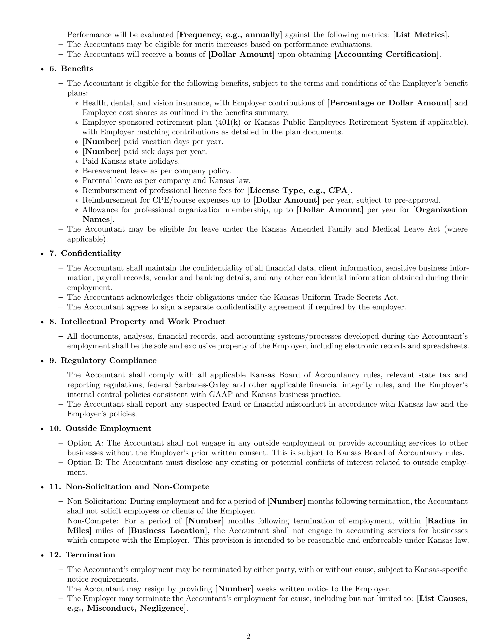 Preview page 2 of Free Kansas accountant employment contract template