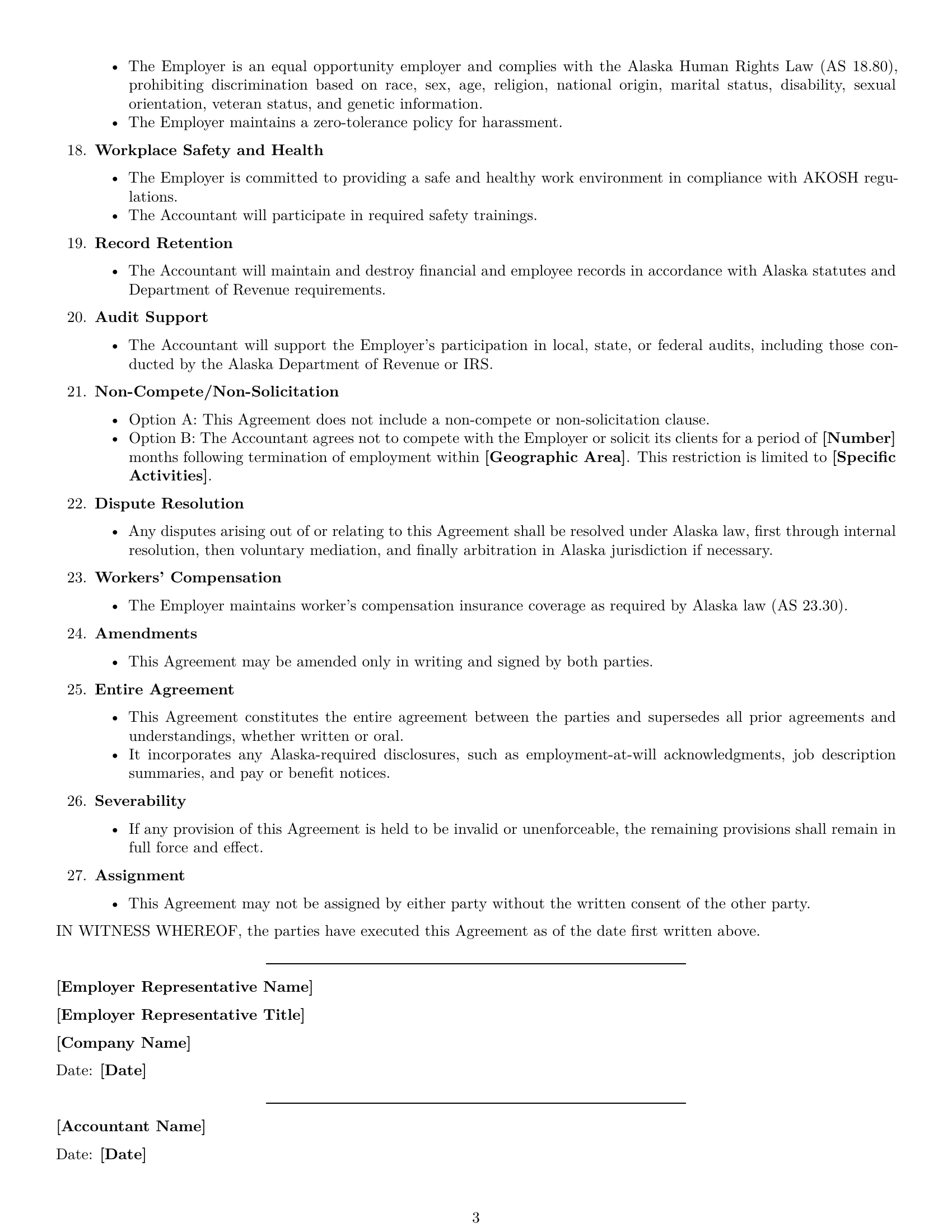 Preview page 3 of Free Alaska accountant employment contract template