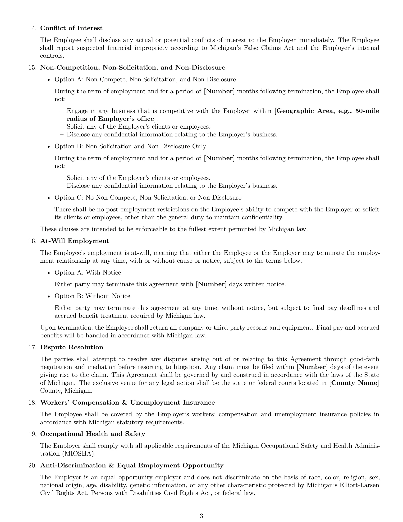 Preview page 3 of Free Michigan accountant employment contract template